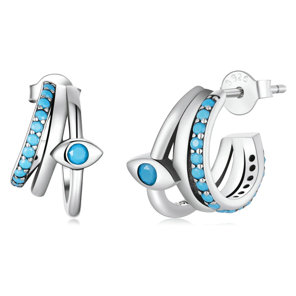 Pandora Style Devil's Eye Circle Stud Earrings - BSE571