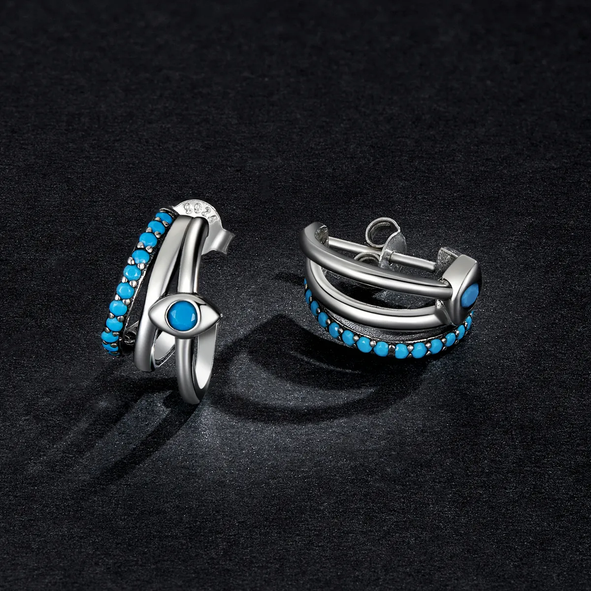 Pandora Style Devil's Eye Circle øredobber - BSE571