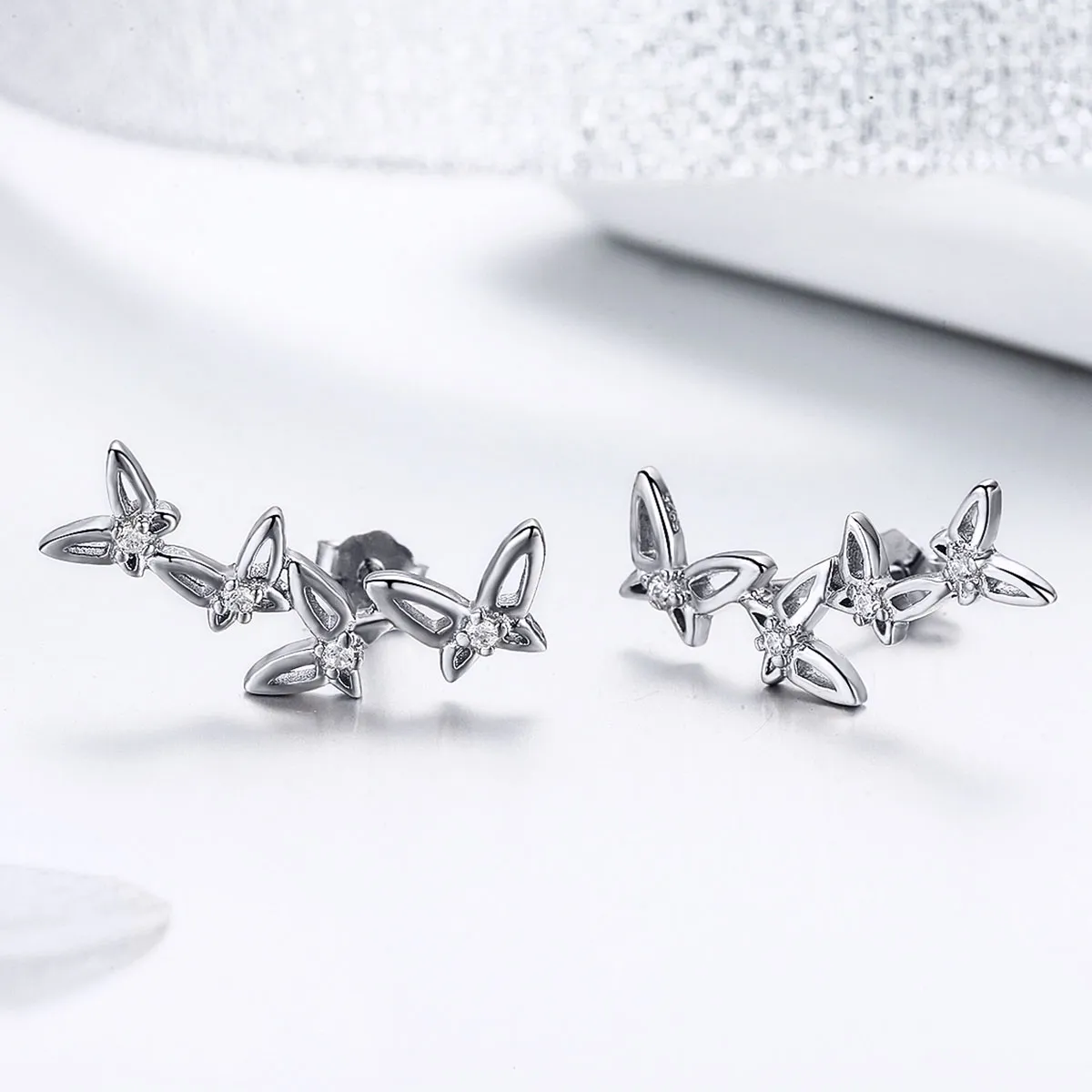 Pandora Style Elegant Butterfly Dance Stud øredobber - BSE056