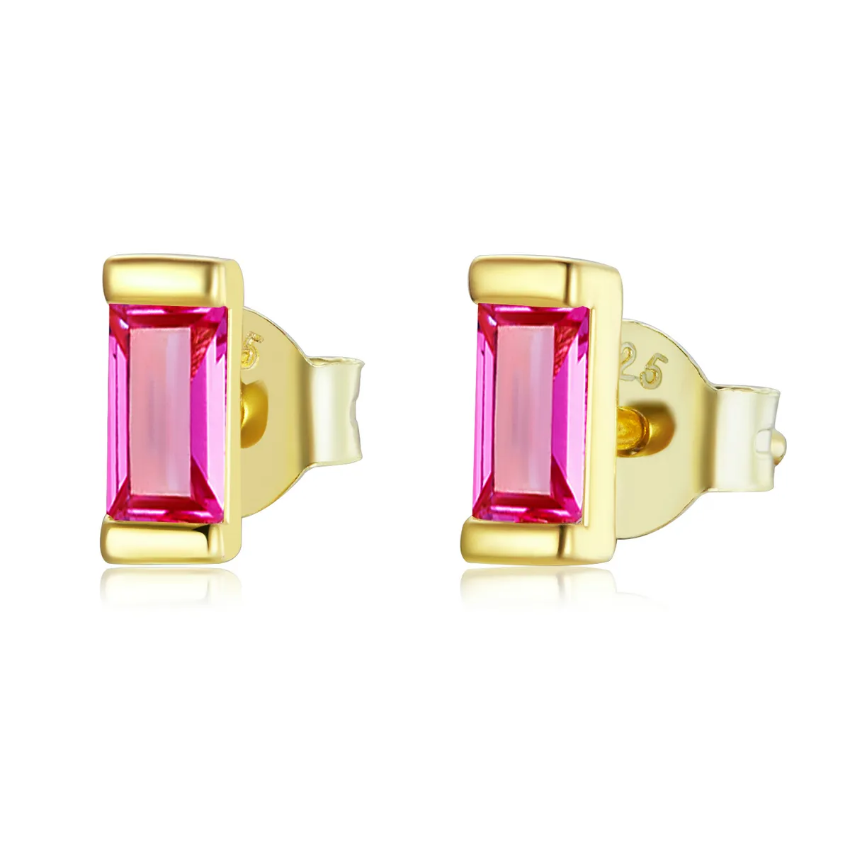 Pandora Style Fargerike Cubic Zirconium - Rosa øredobber - SCE1241-ELLER