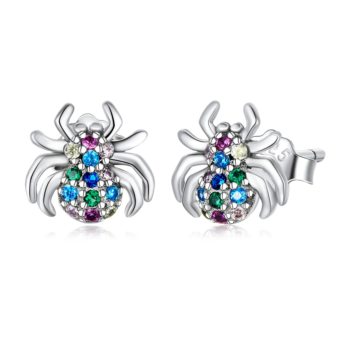 pandora style fargerike spider stud øredobber bse561