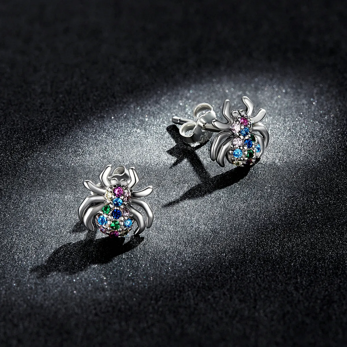 Pandora Style Fargerike Spider Stud øredobber - BSE561