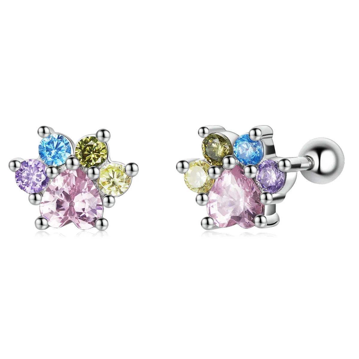 Pandora Style Fargerike Zirconium Cute Claws Stud øredobber - SCE1334