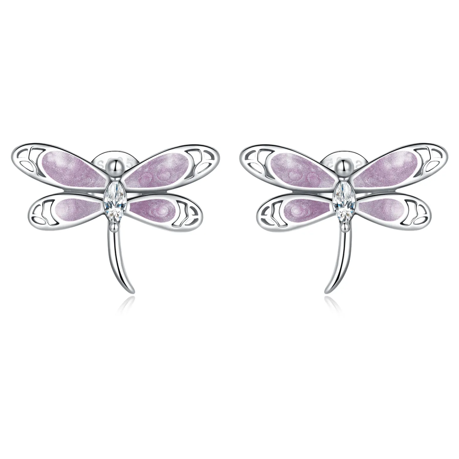 pandora style girl pink dragonfly ørepynt sce1414