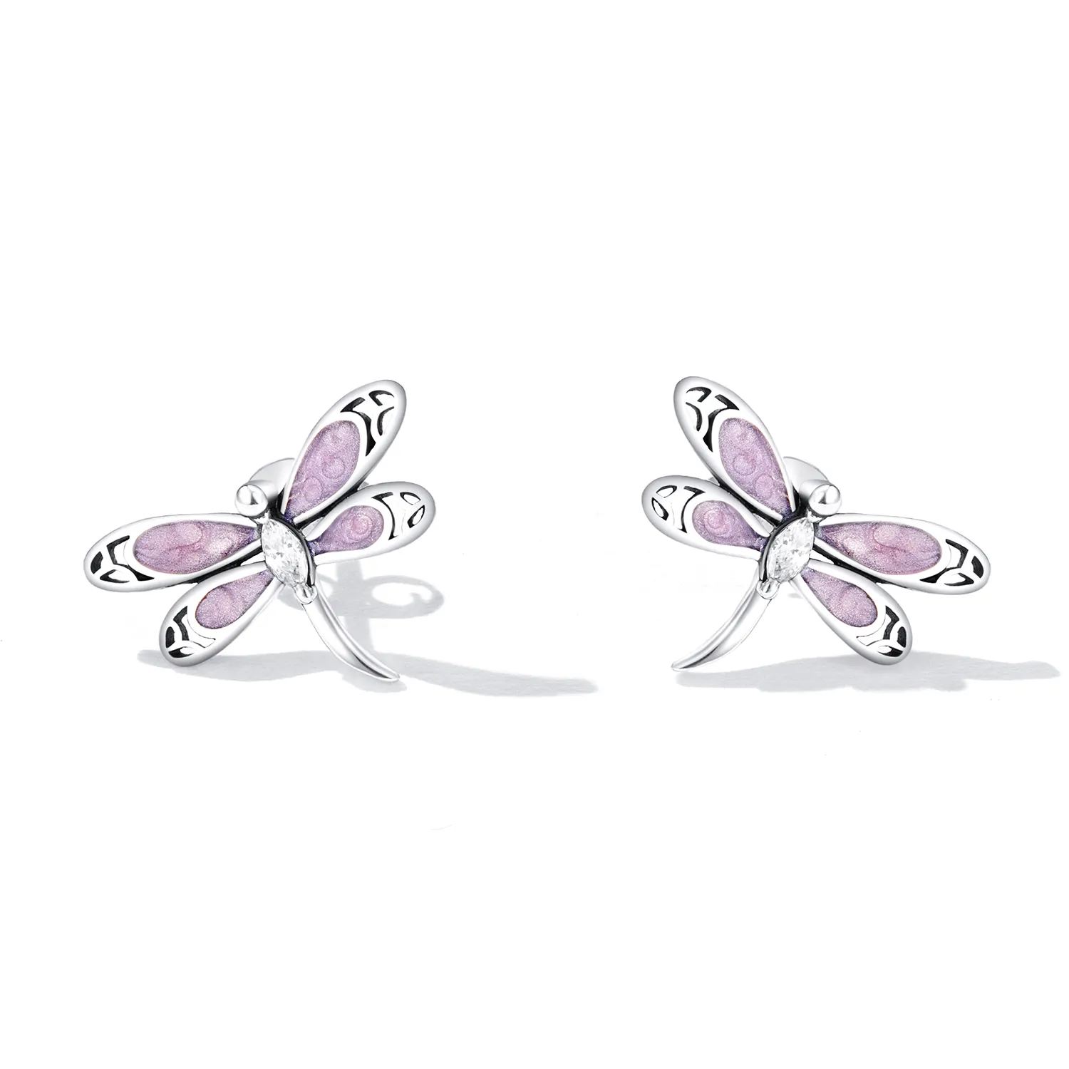 Pandora Style Girl Pink Dragonfly ørepynt - SCE1414