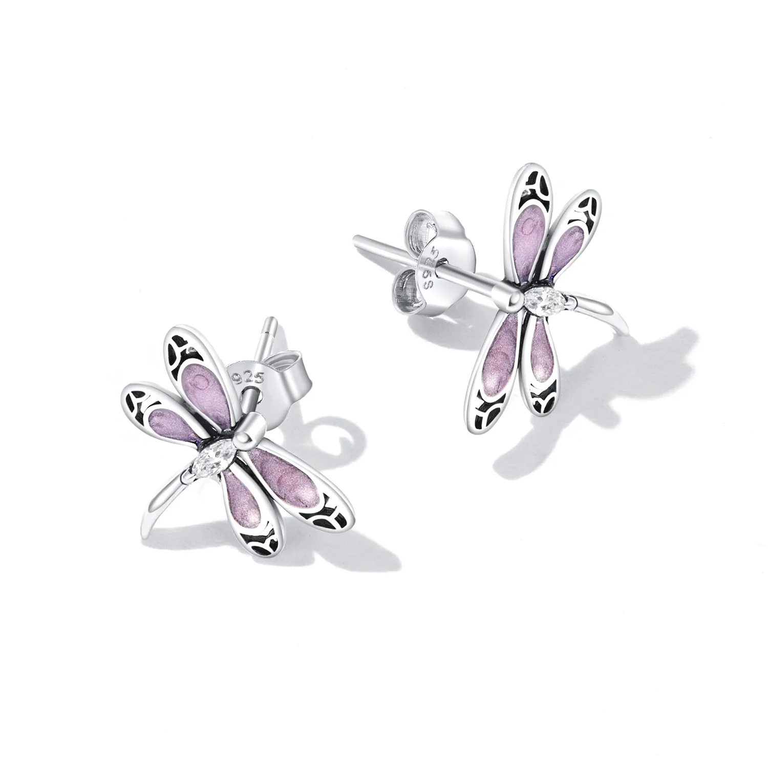 Pandora Style Girl Pink Dragonfly ørepynt - SCE1414