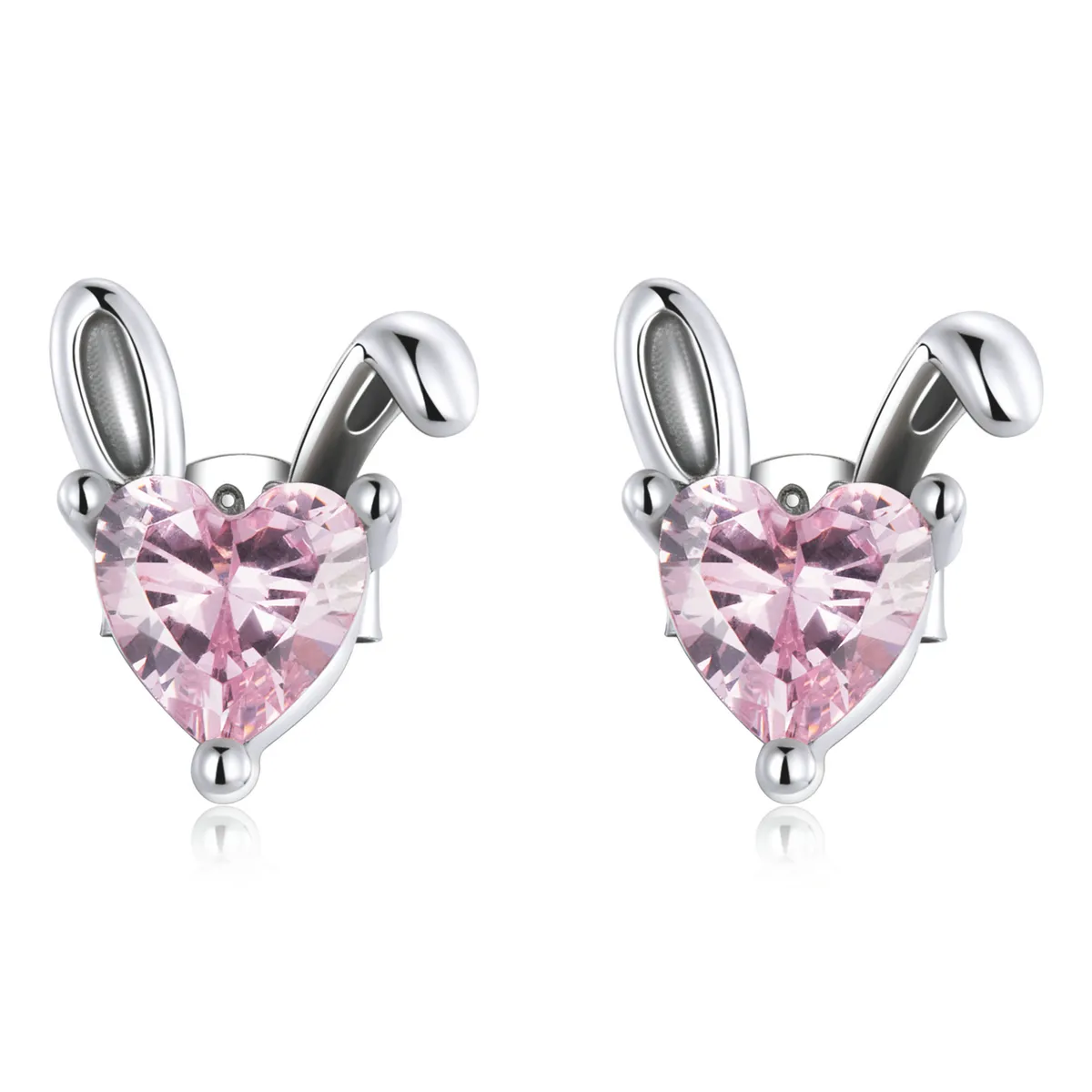 pandora style love rabbit ears stud øredobber sce1365