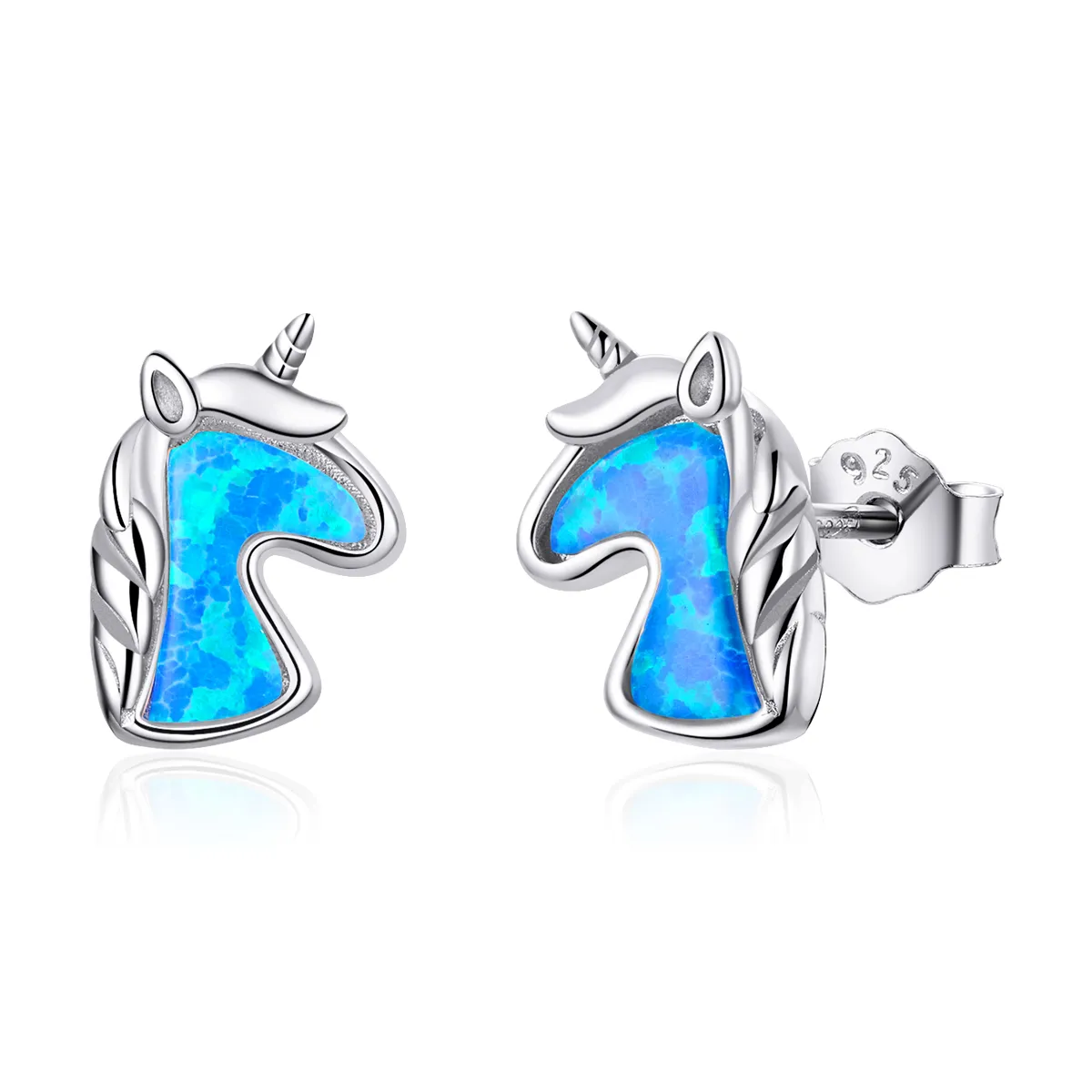 Pandora Style Lyseblå Opal Unicorn øredobber - SCE815-A