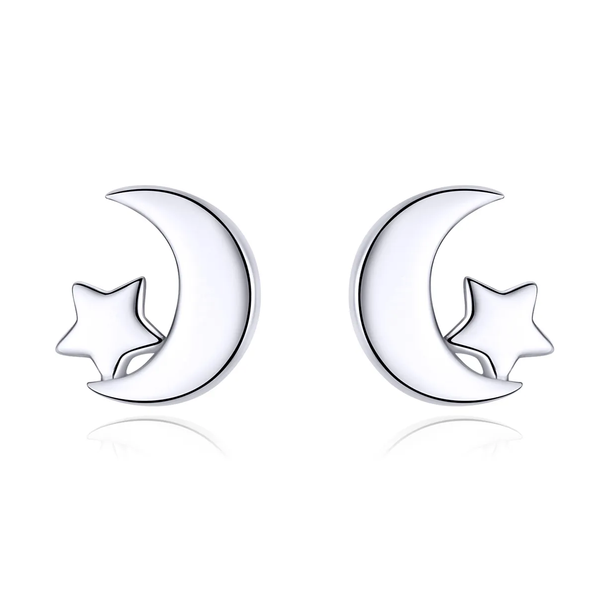 Pandora Style Moon and Stars Stud Earrings - SCE726