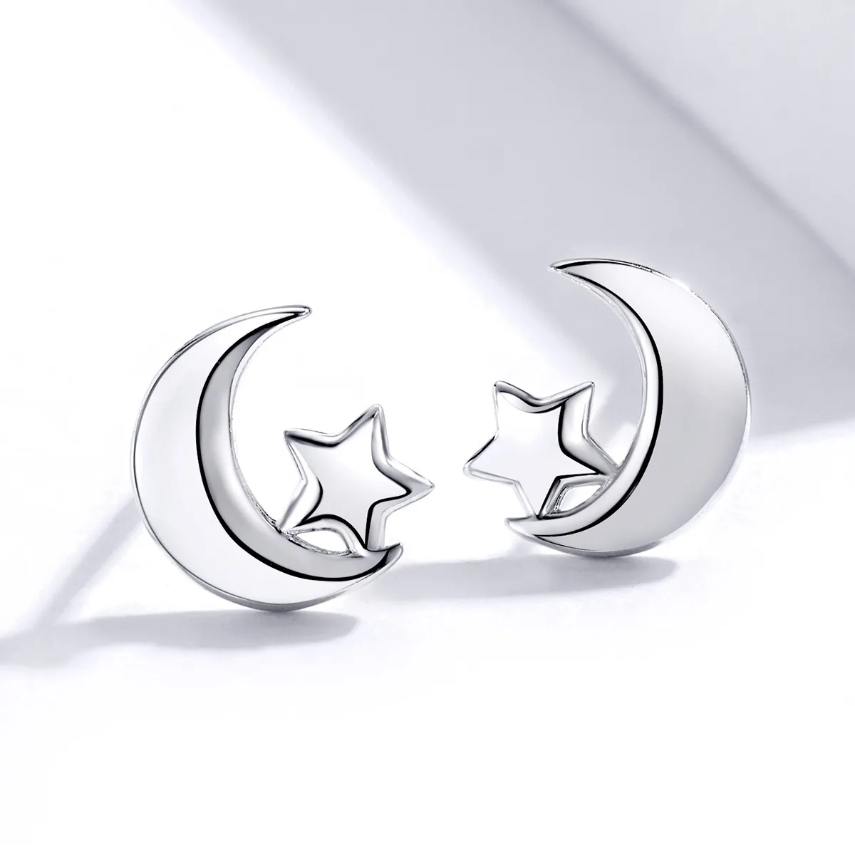 Pandora Style Moon and Stars Stud Earrings - SCE726