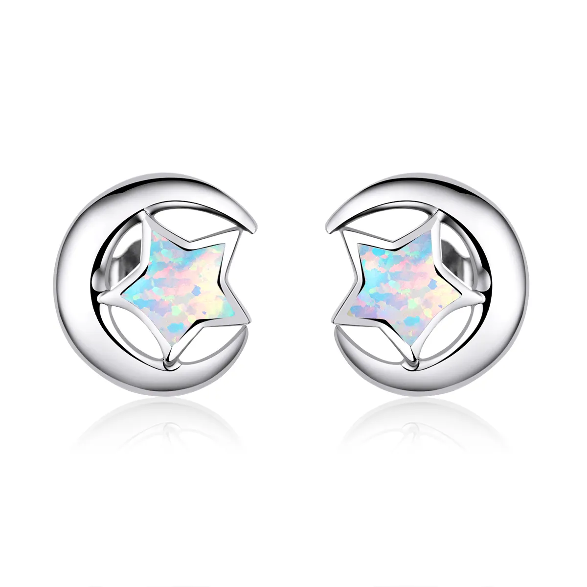 Pandora Style Opal Moon Stud øredobber - SCE816-A