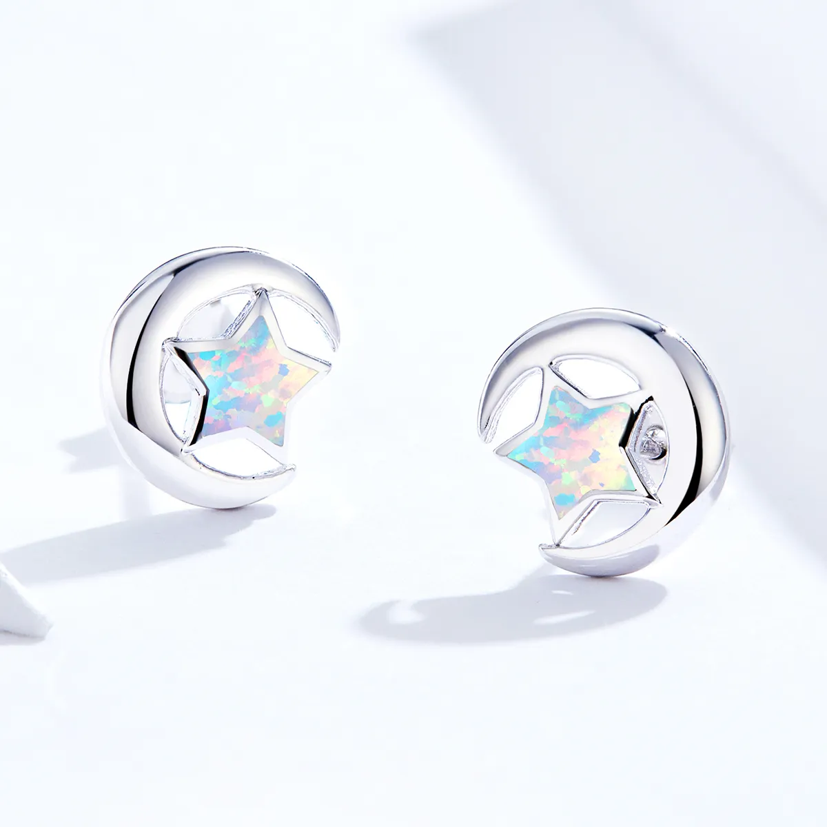 Pandora Style Opal Moon Stud øredobber - SCE816-A