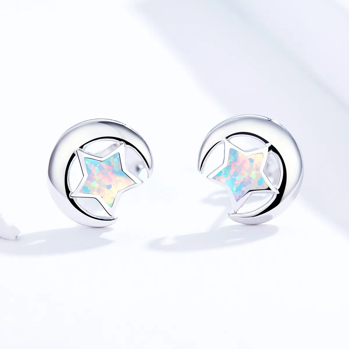 Pandora Style Opal Moon Stud øredobber - SCE816-A