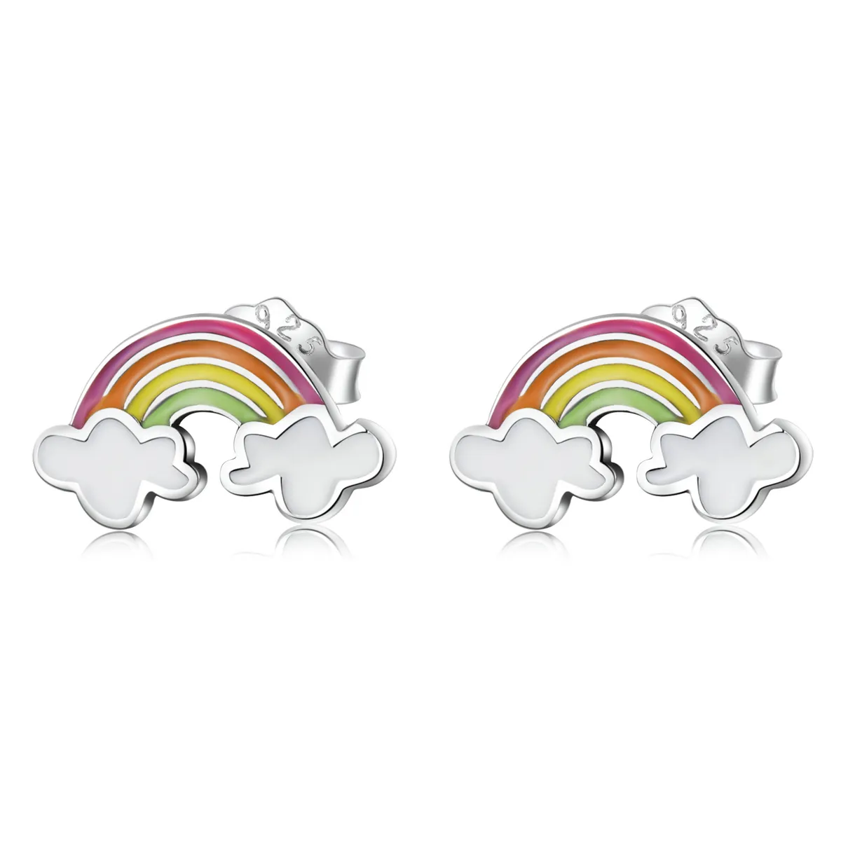 Pandora Style Rainbow Clouds Stud Earrings - SCE1339