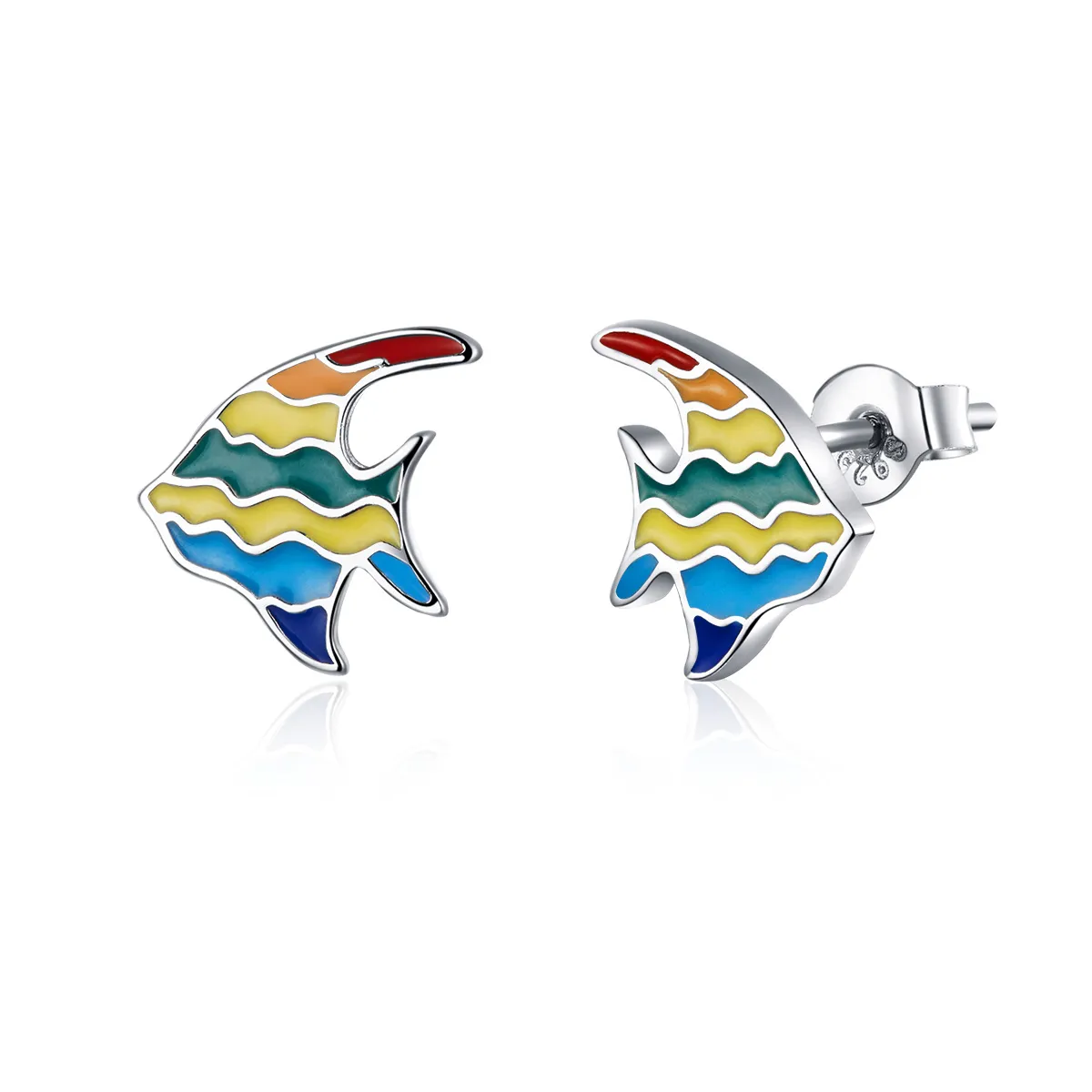 Pandora Style Rainbow Fish Stud øredobber - SCE824