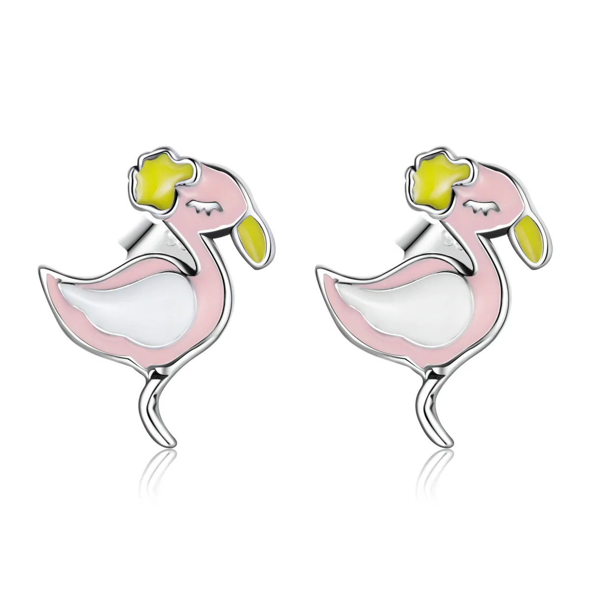 pandora style rosa flamingo øredobber sce1276