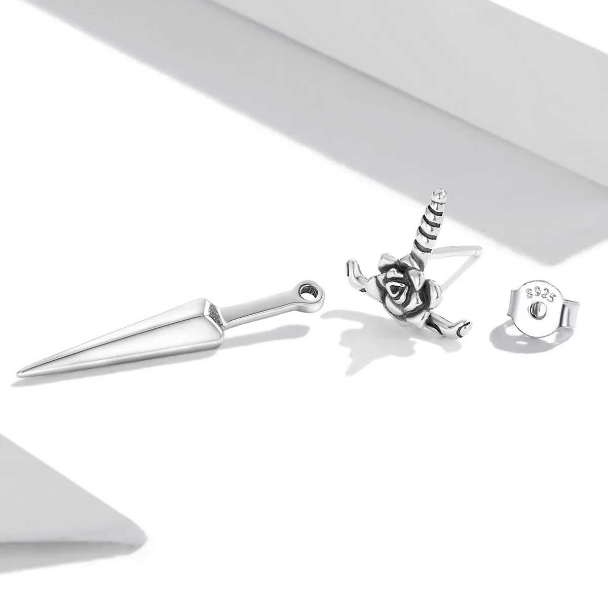 Pandora Style Rose Dagger Stud Earrings - SCE1349