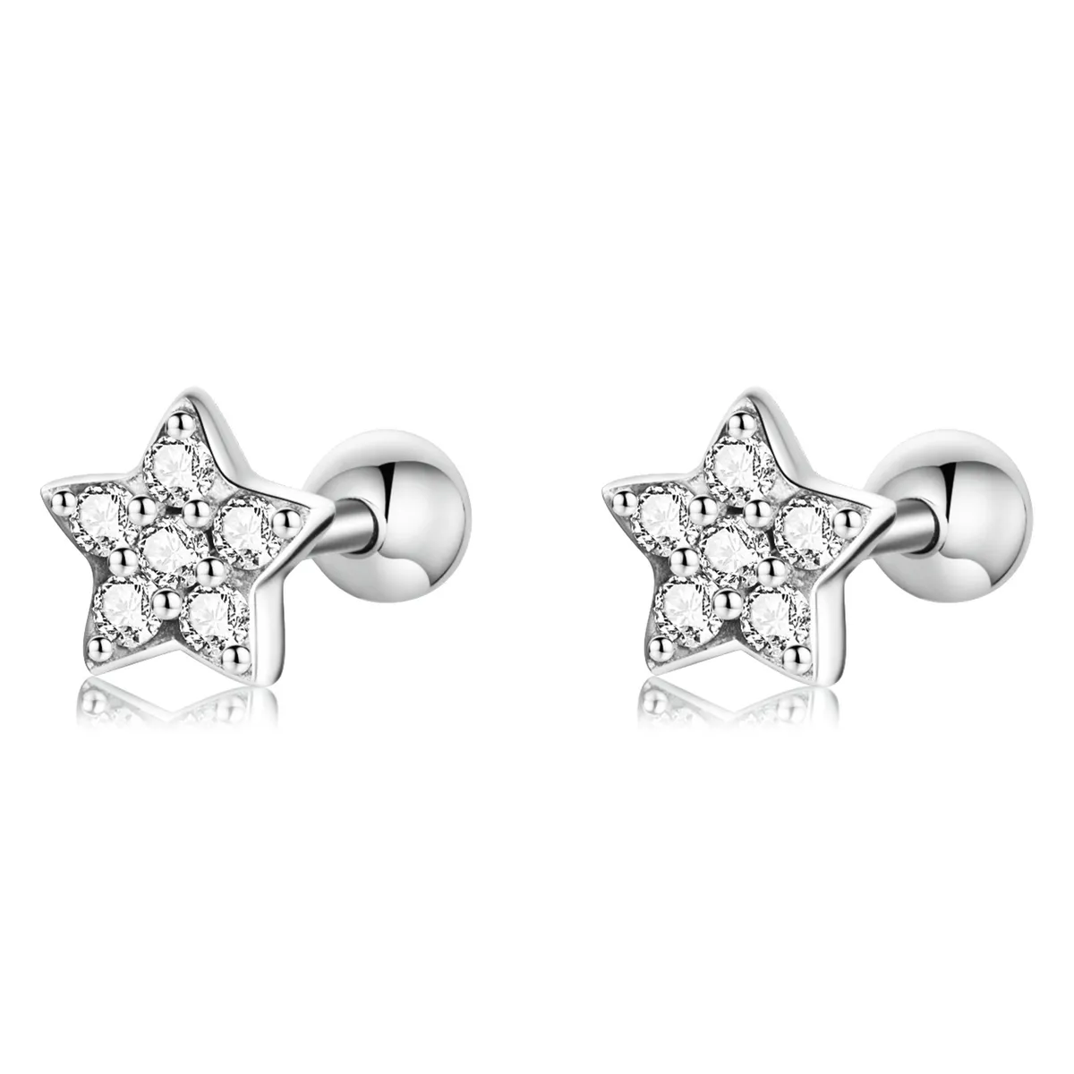 pandora style shining star stud øredobber sce1297