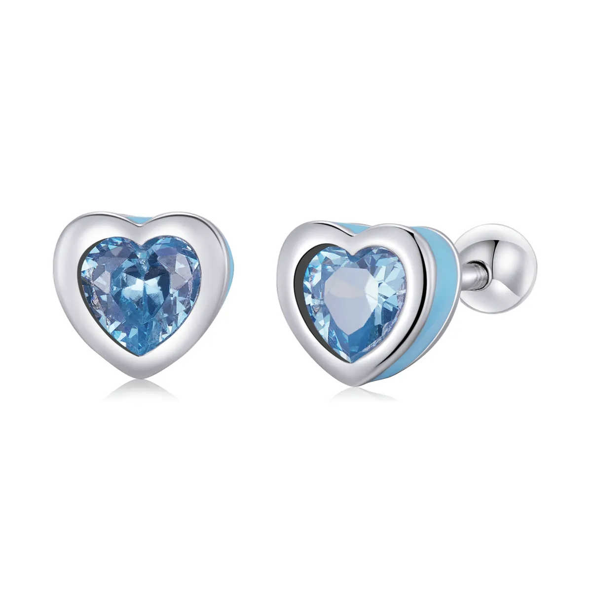 Pandora Style Simple Love Stud Earrings - SCE1352-LB