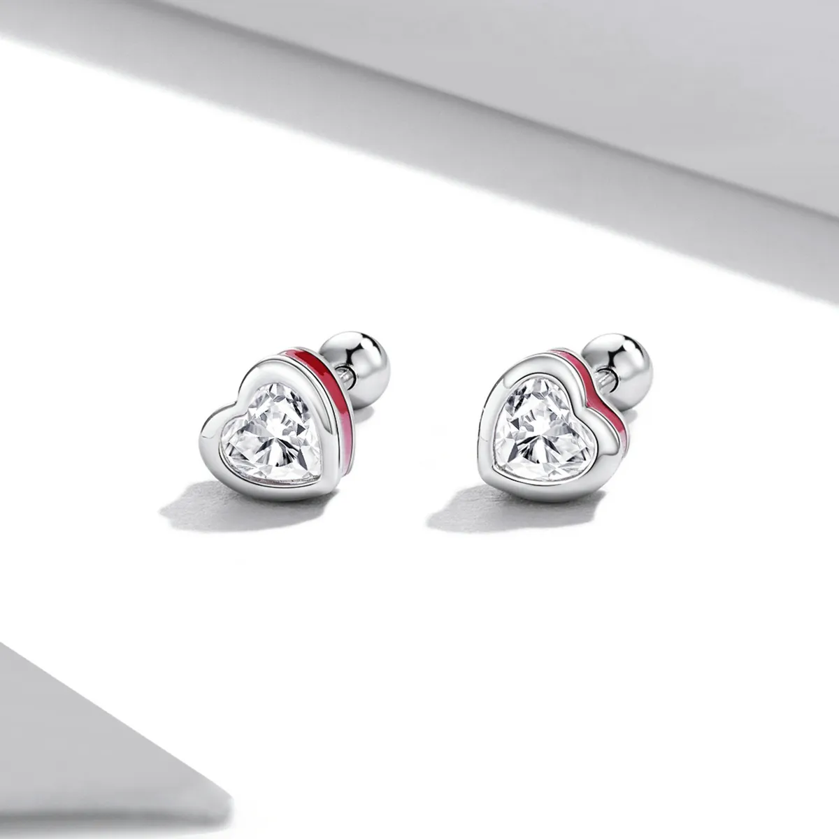 Pandora Style Simple Love Stud Earrings - SCE1352-VT