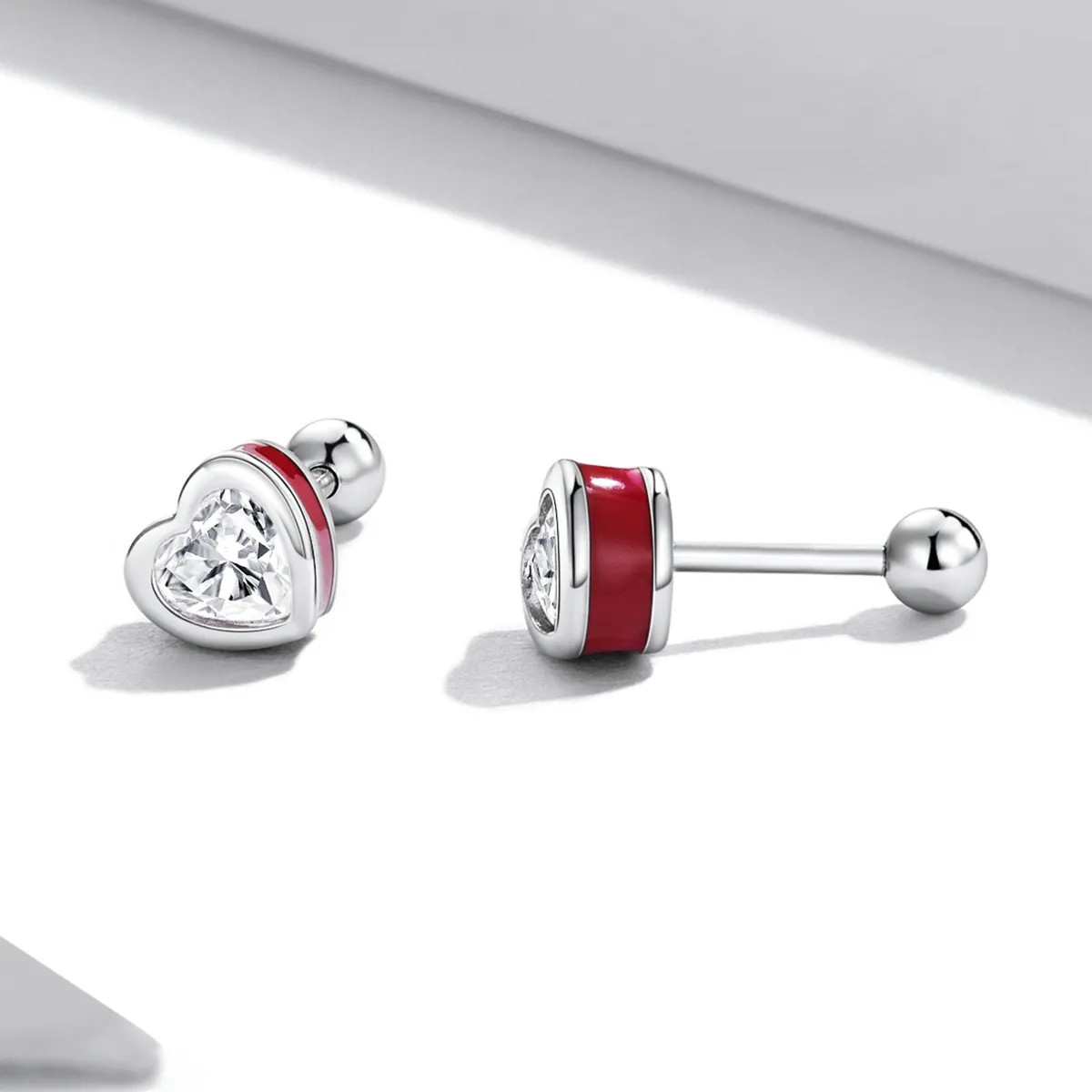 Pandora Style Simple Love Stud Earrings - SCE1352-VT