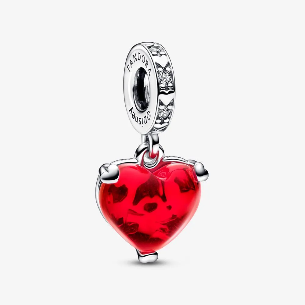 pandora disney mikke og minni mus kyss rødt muranoglass hengende charm 792522c01