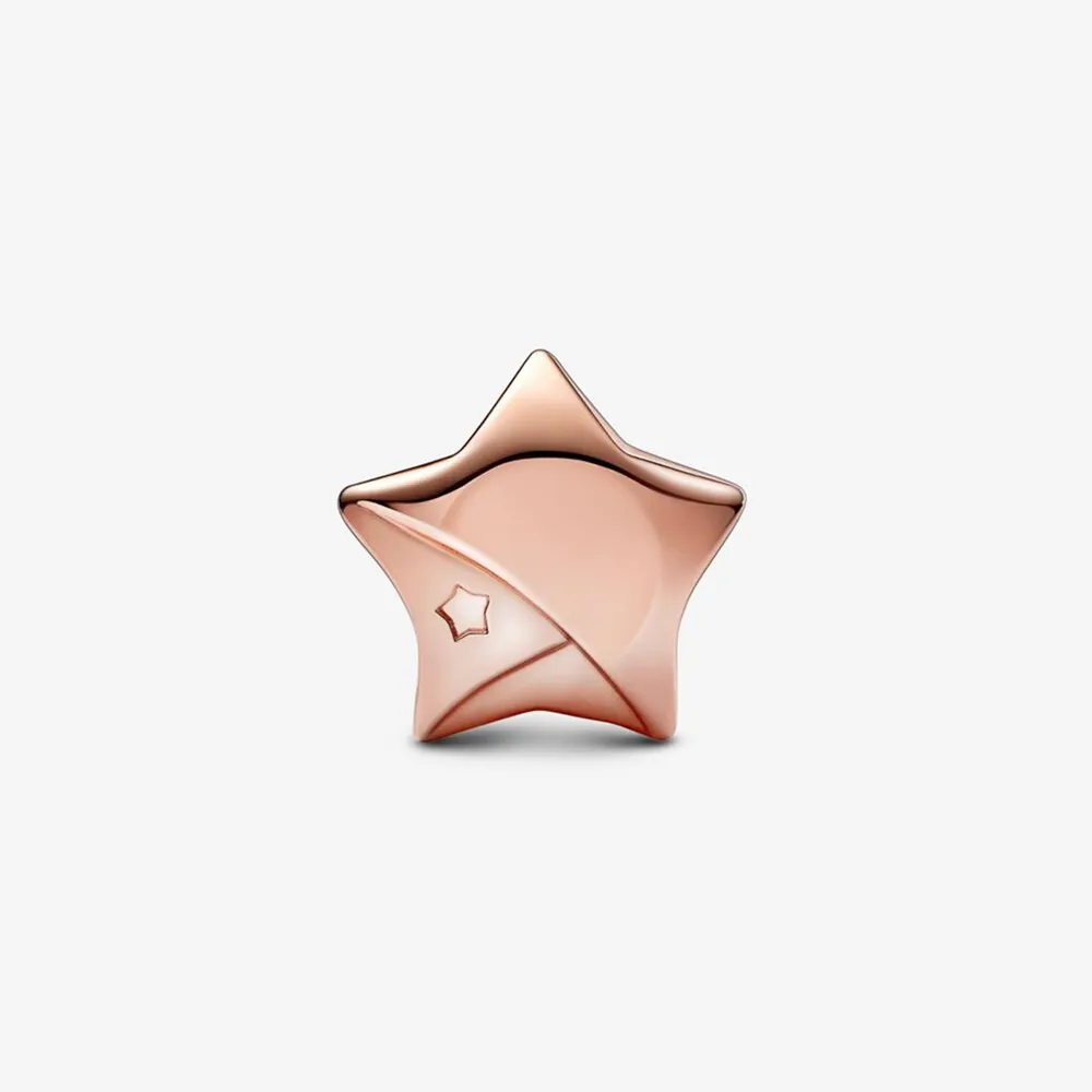 pandora star 14k rose gold plated charm with clear cubic zirconia 782484c01