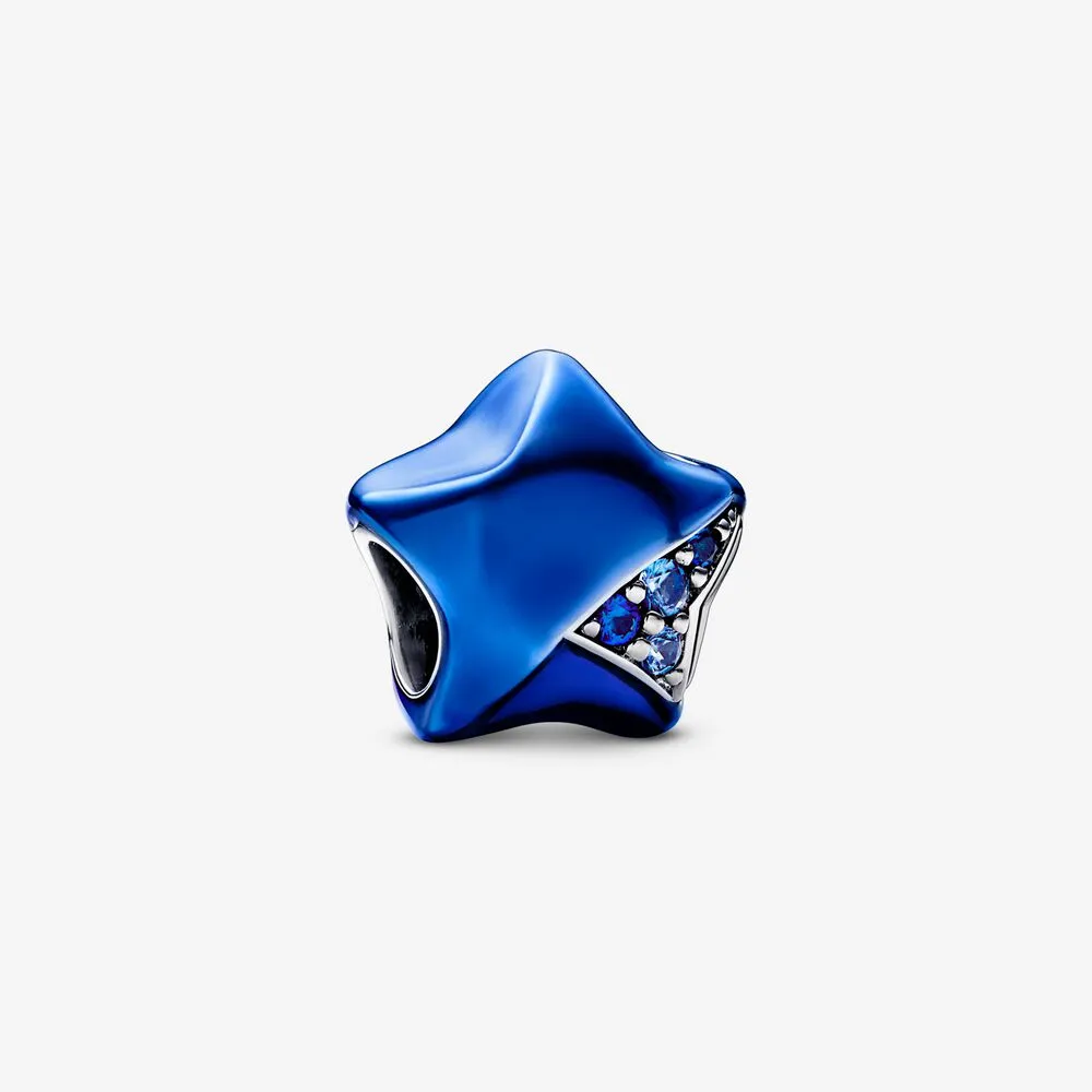 Pandora Star sterling silver charm with true blue and night blue crystal and transparent blue enamel - 792486C01