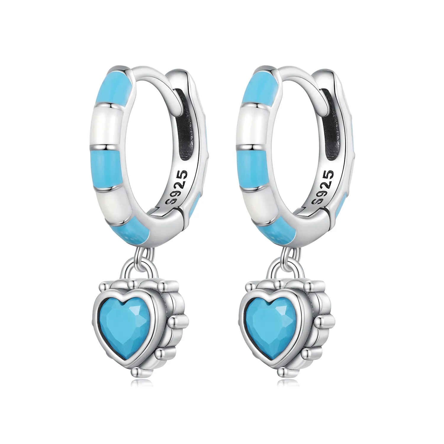 Pandora Style Heart-Shaped Hoops Earrings - SCE1594