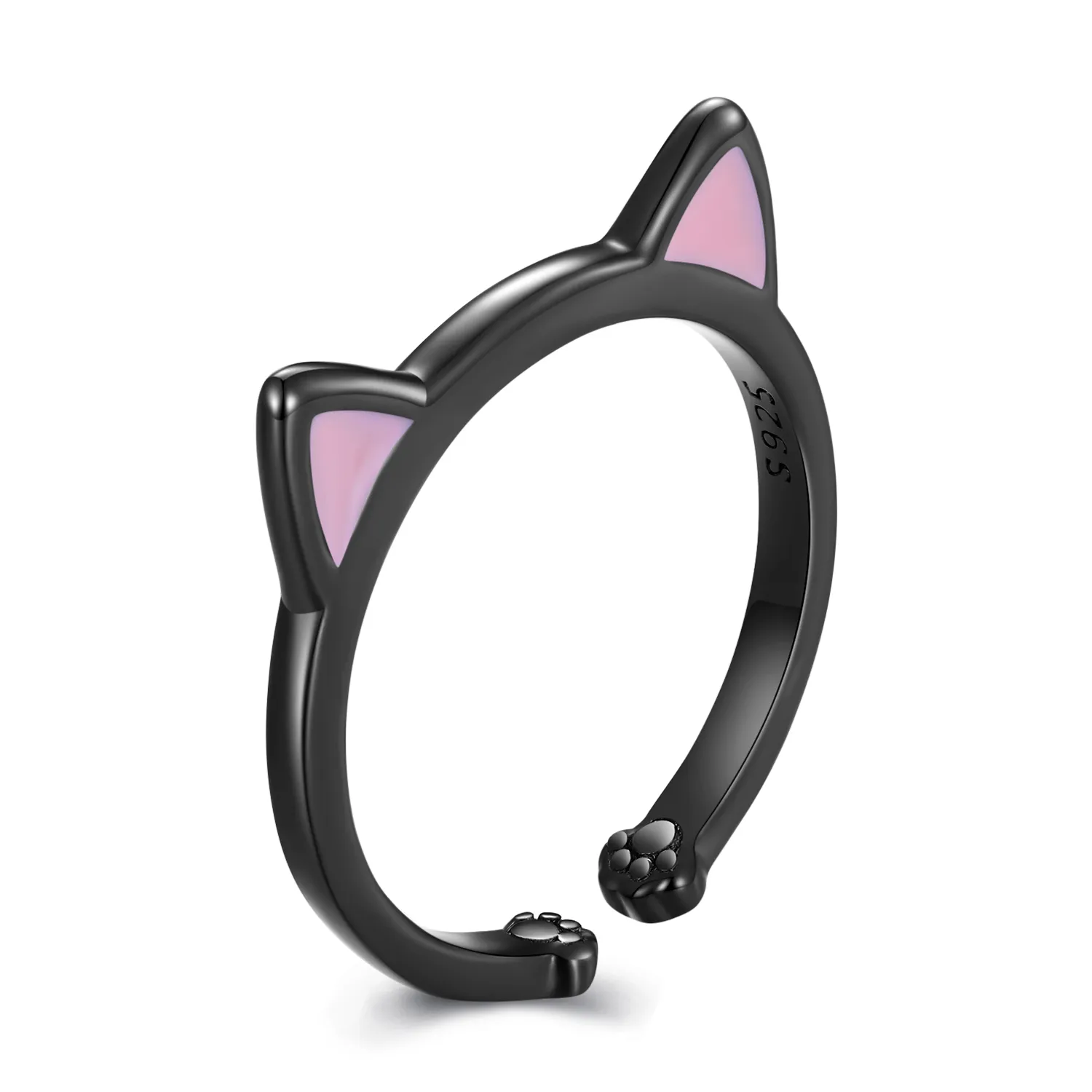 Pandora Style Black Cat Ears Open Ring - SCR922