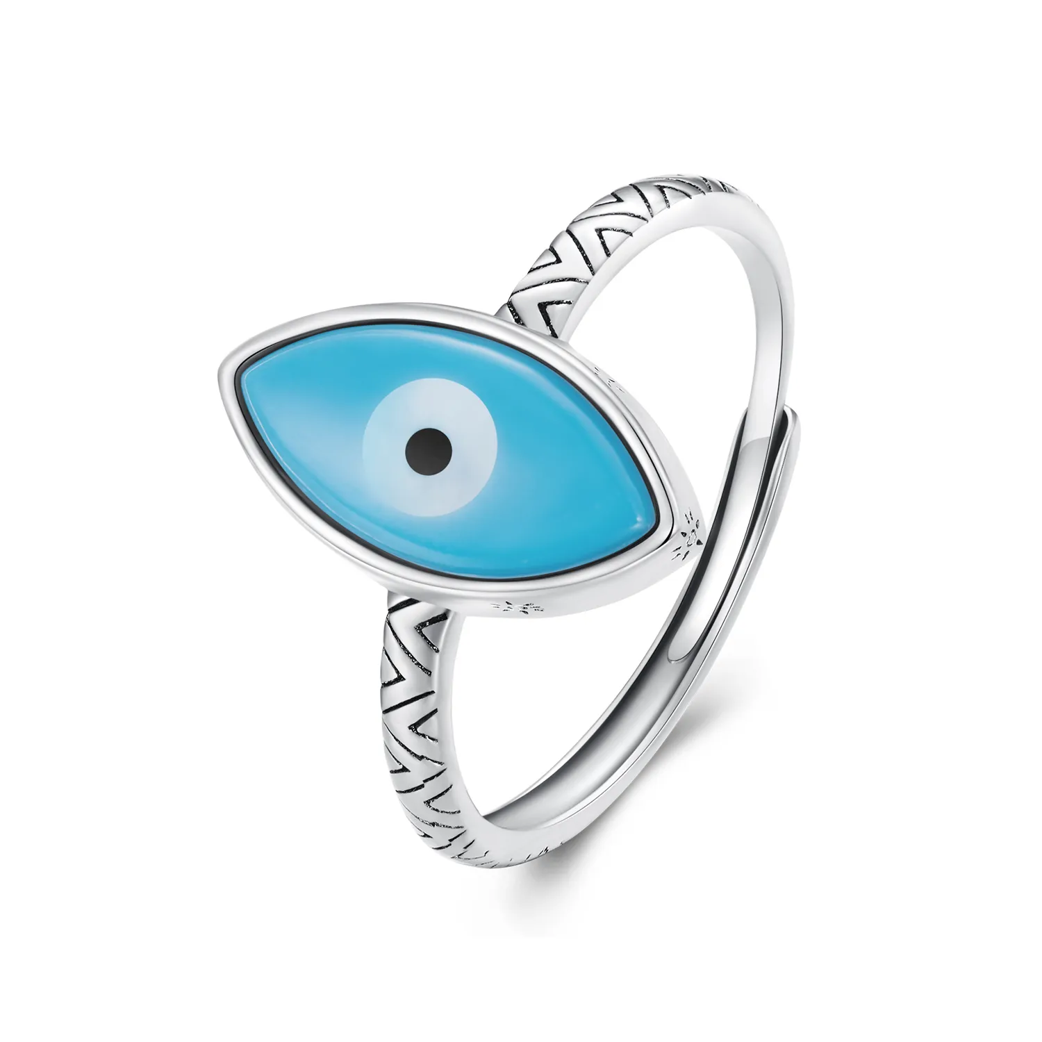 Pandora Style Blue Devil Eye Open Ring - SCR937