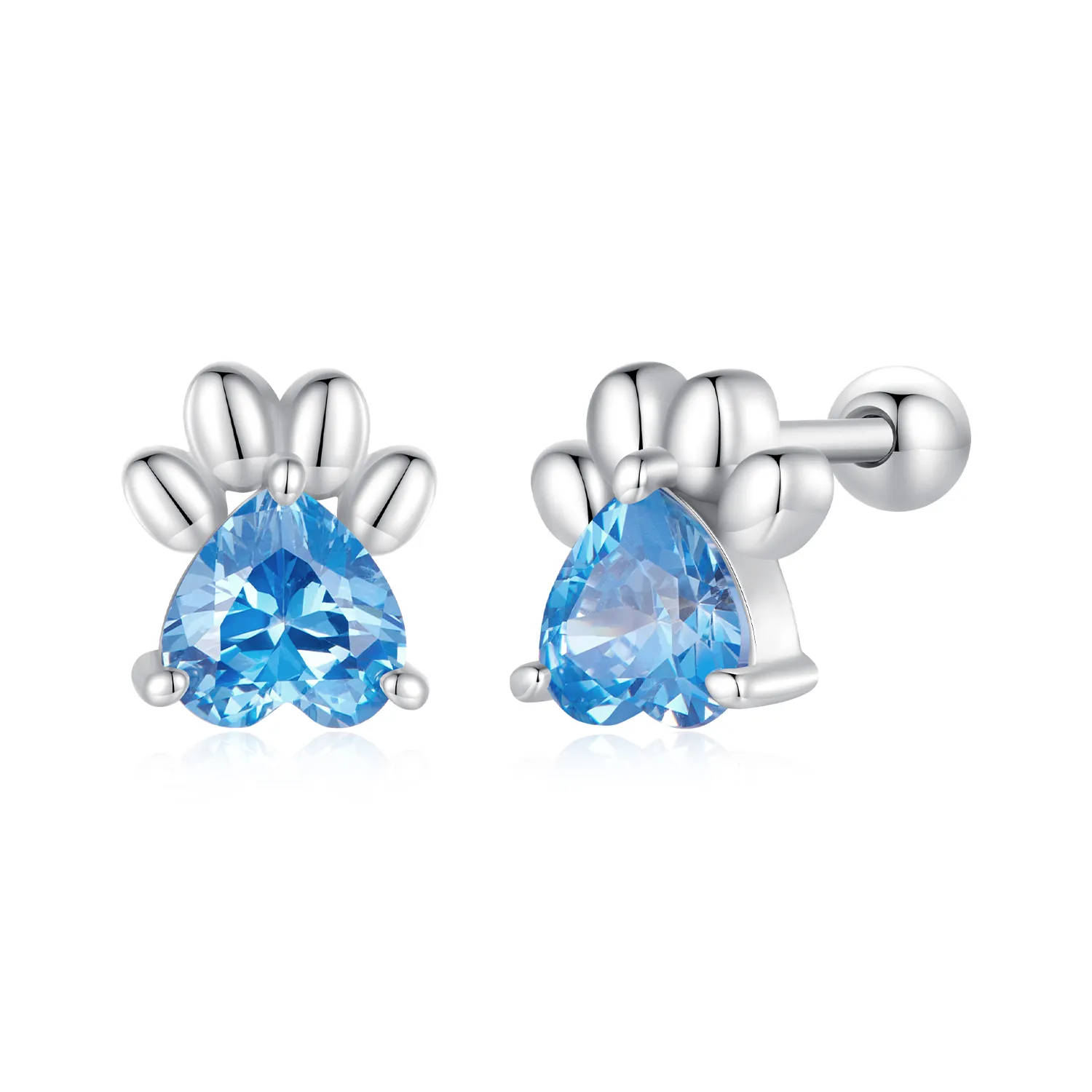 Pandora Style Blue Dog Paw Stud øredobber - SCE1574-LB