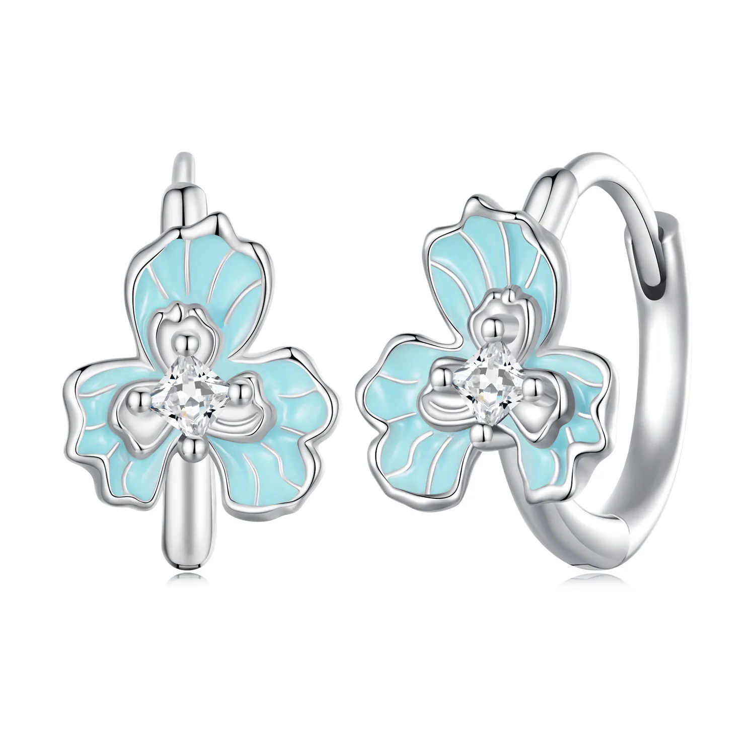 Pandora Style Blue Iris Hoops Earrings - BSE843