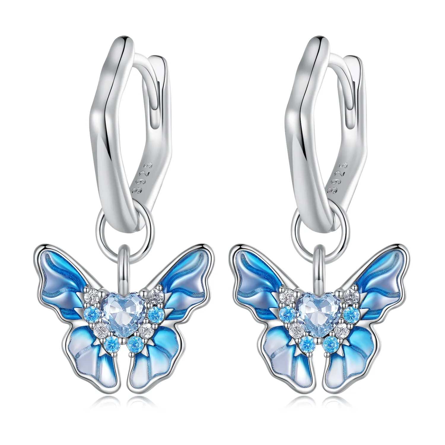 Pandora Style Butterfly Hoops øredobber - BSE845