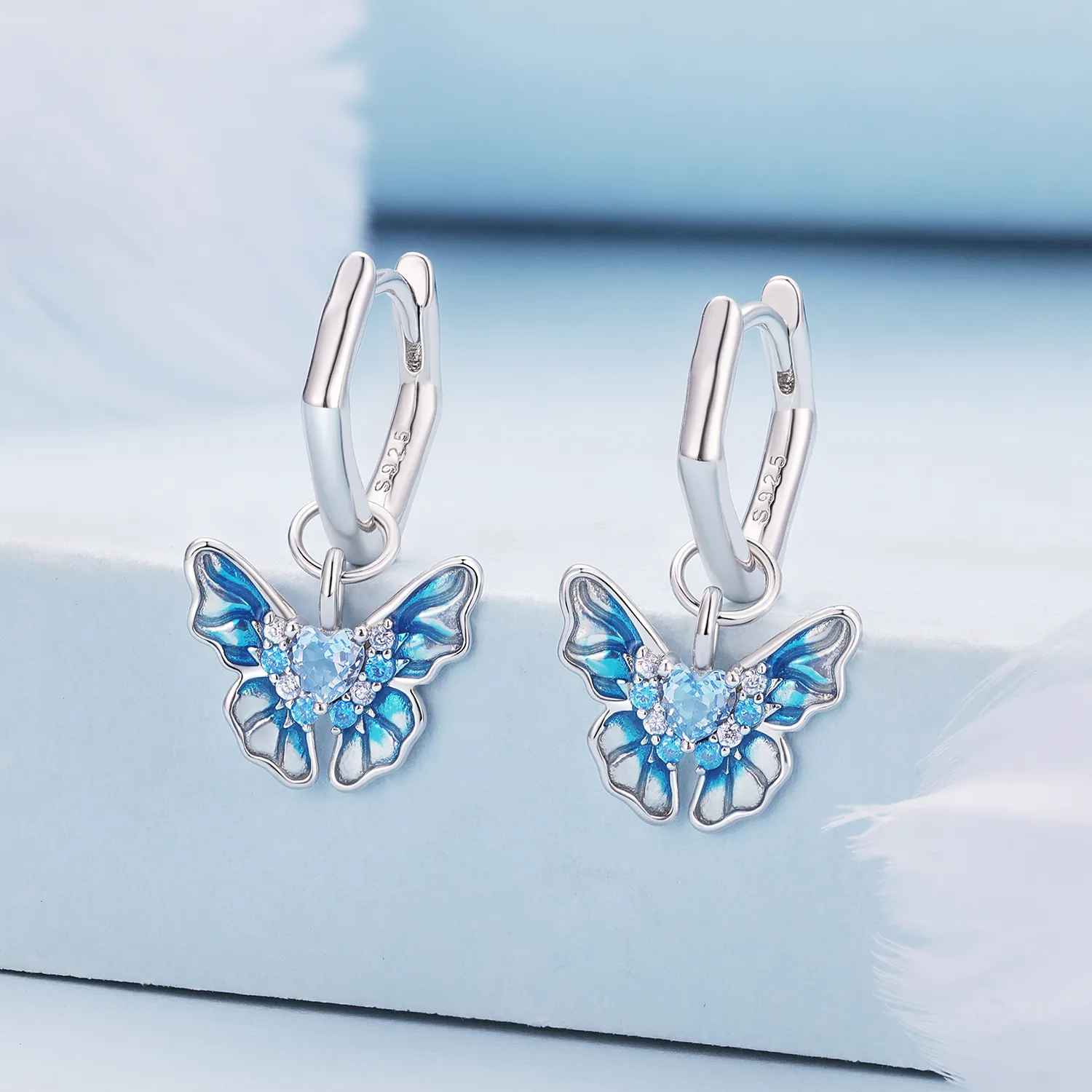 Pandora Style Butterfly Hoops øredobber - BSE845