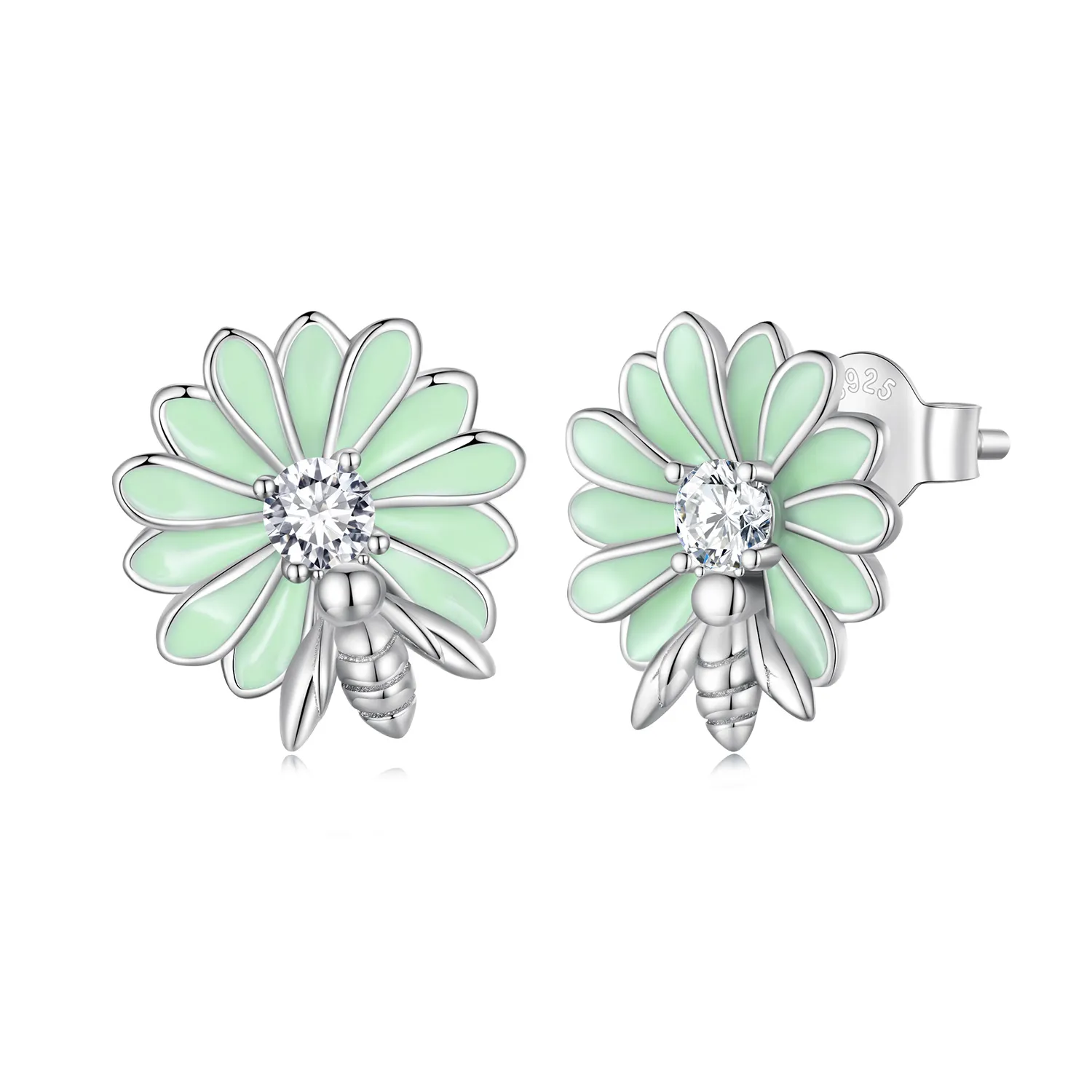 pandora style daisy bee stud øredobber sce1598