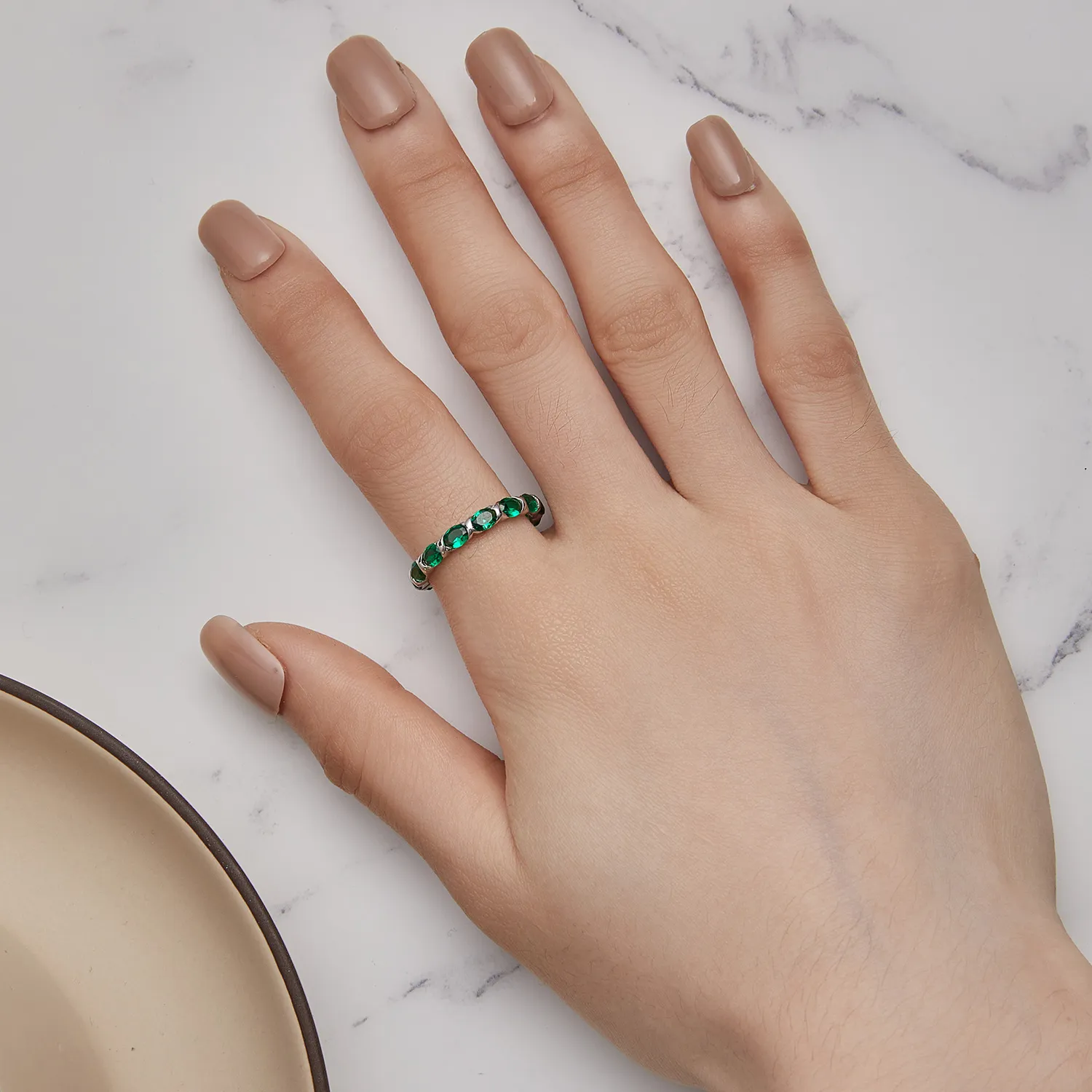 Pandora Style Full Pave Green Spinell Ring - BSR432