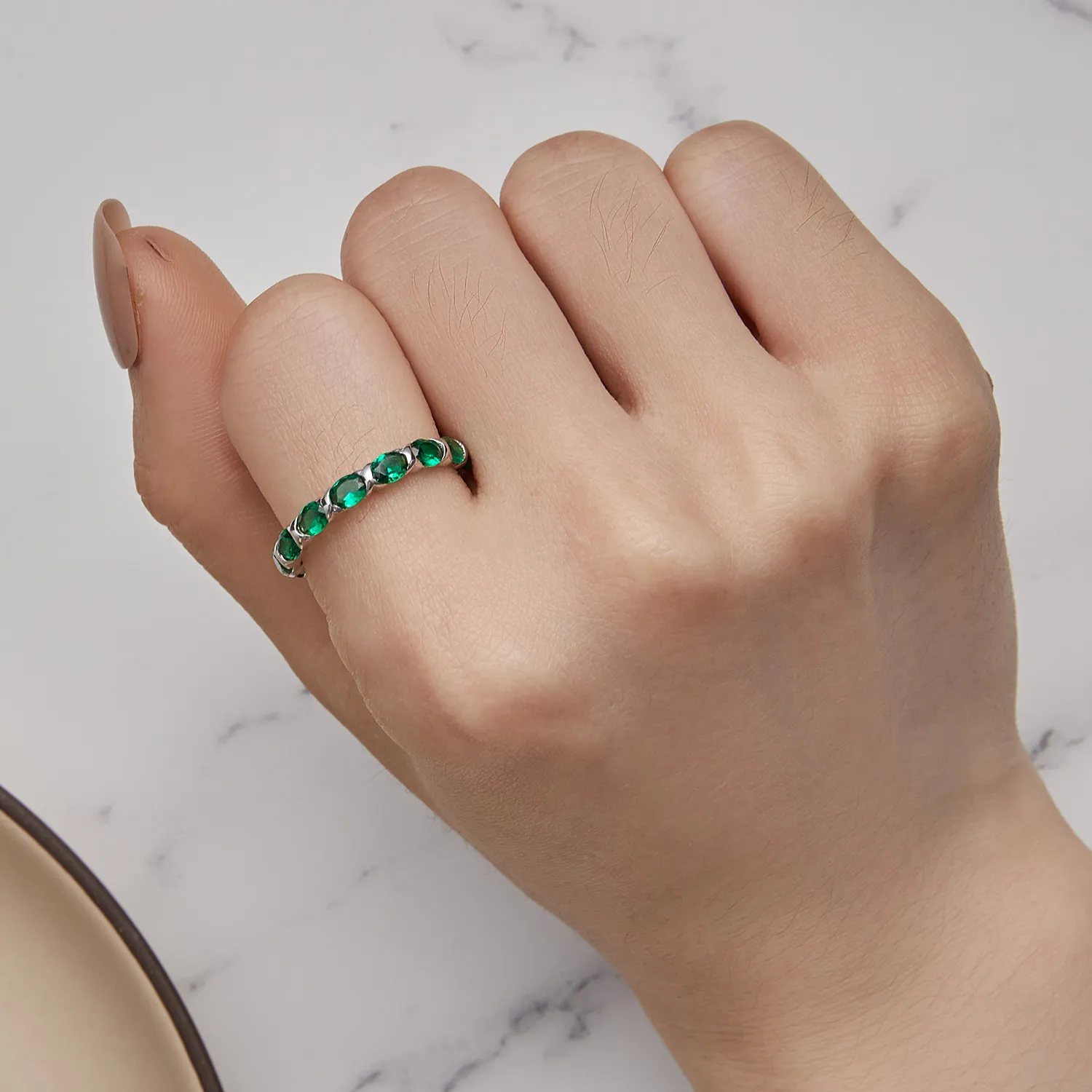 Pandora Style Full Pave Green Spinell Ring - BSR432