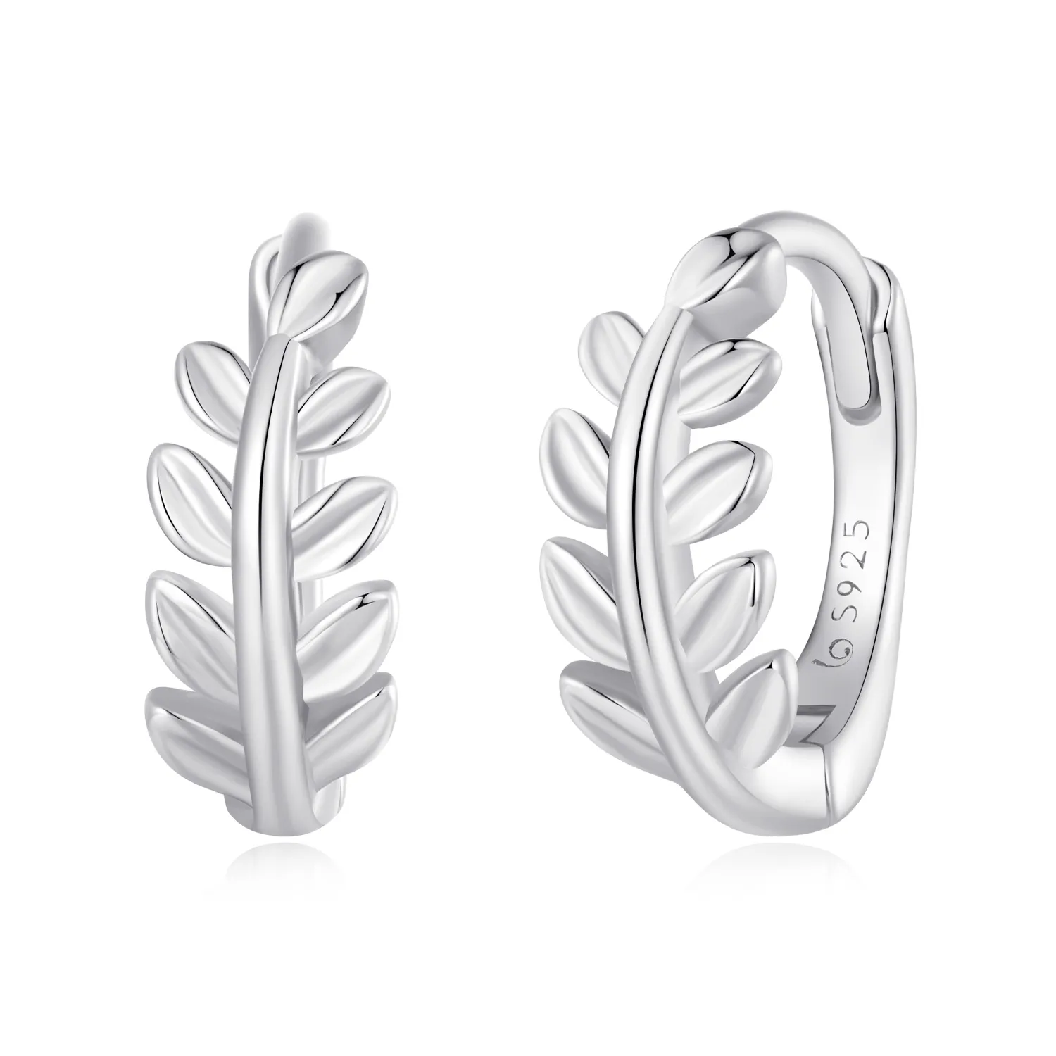 Pandora Style Leaves Hoops Earrings - BSE500-A