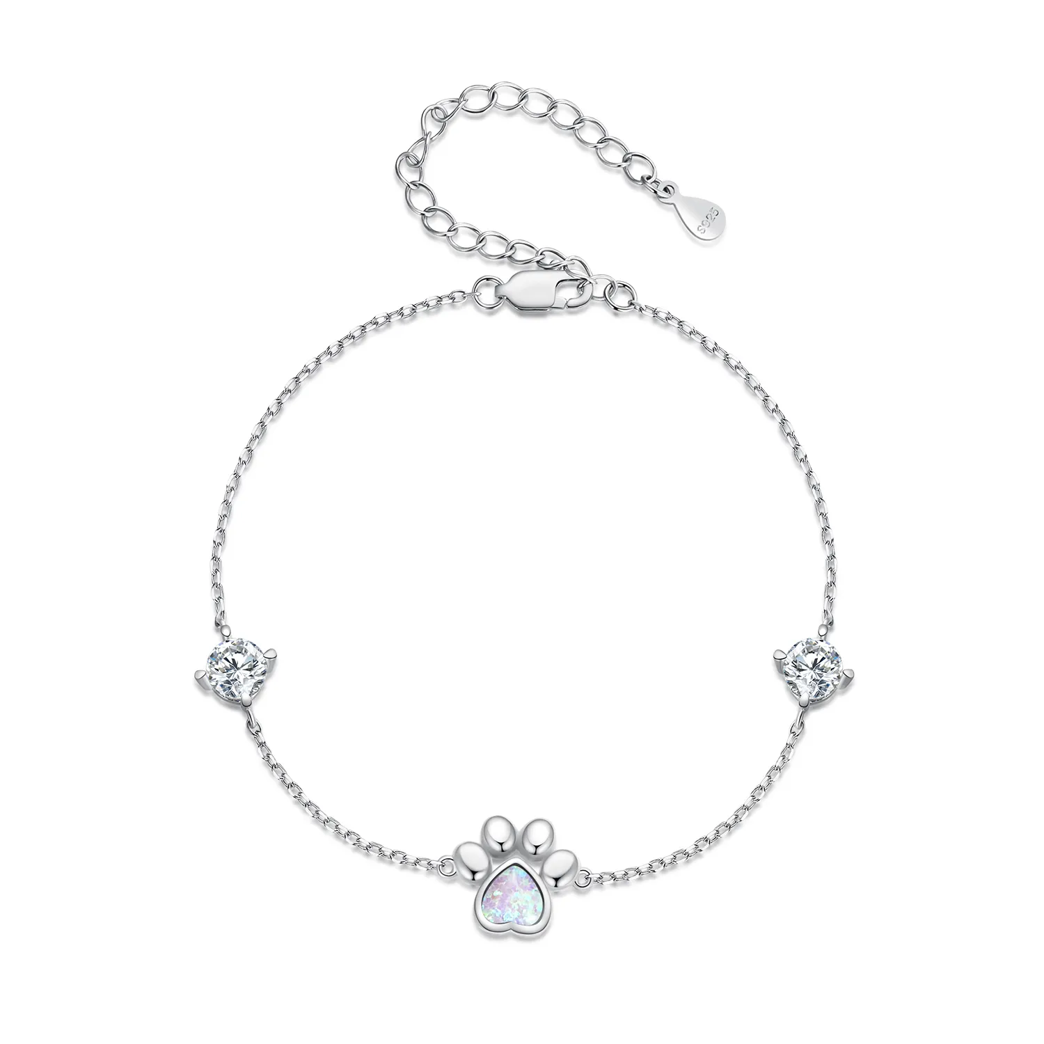 Pandora Style Opal Paw Print Armbånd - SCB256