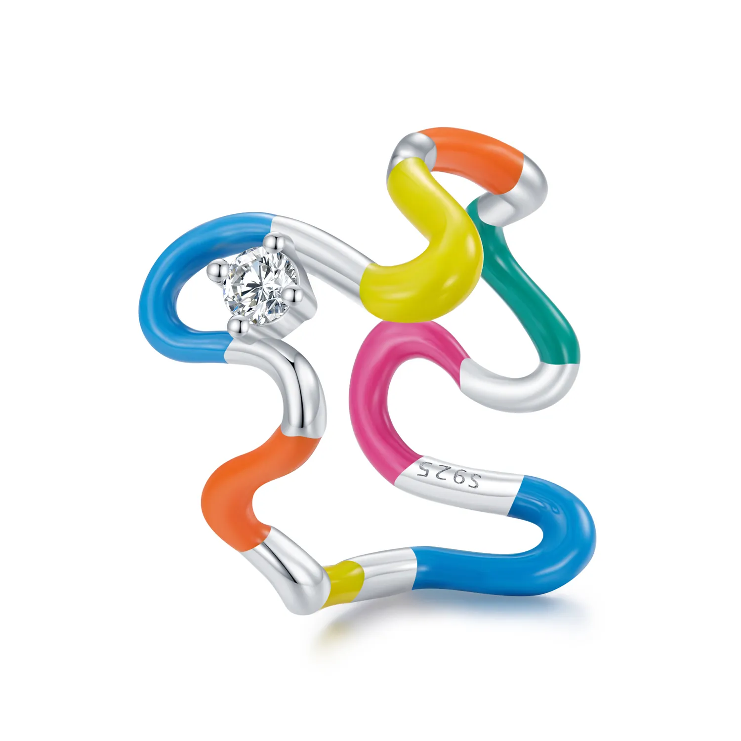 pandora style rainbow irregular ring scr940