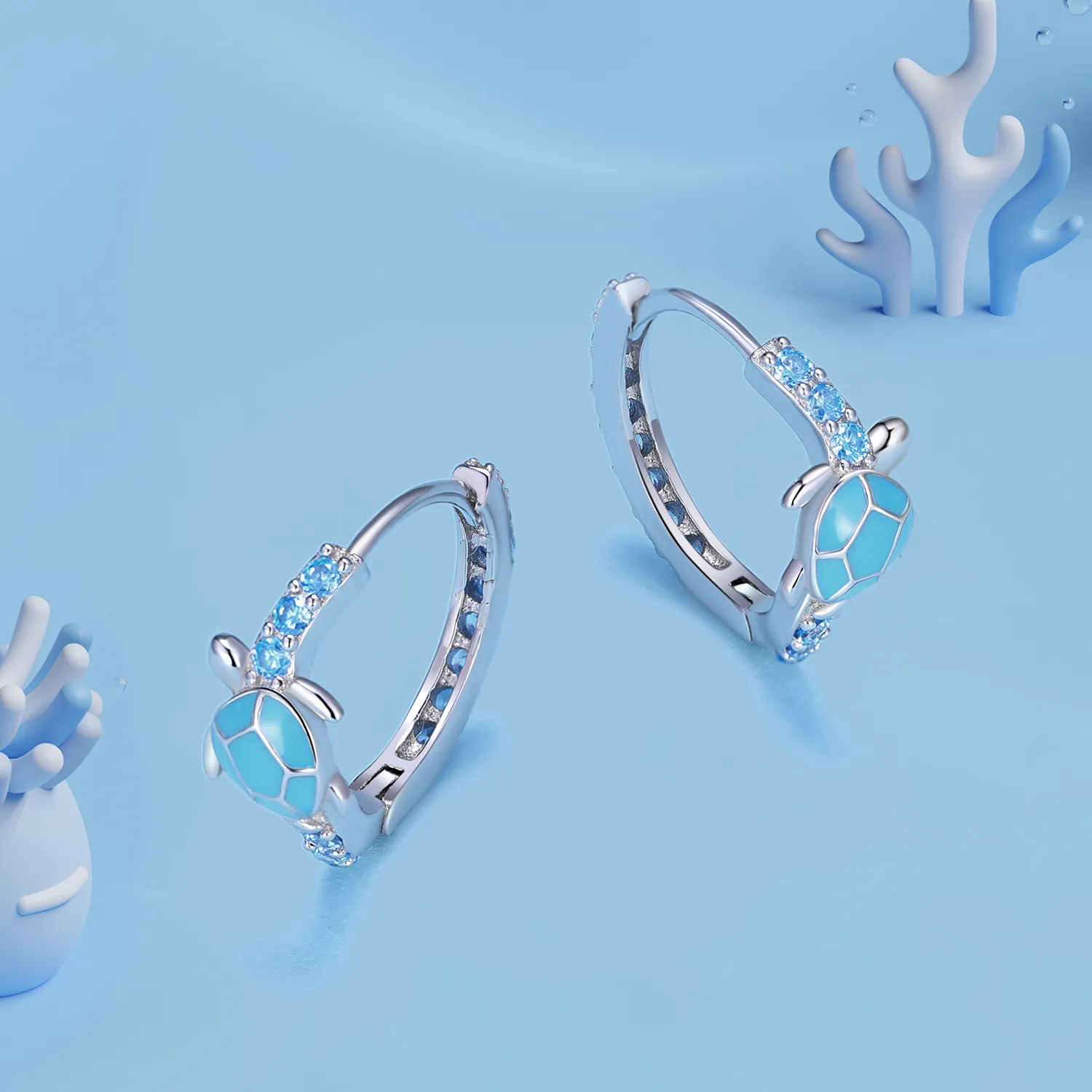 Pandora Style Sea Turtle Hoops øredobber - SCE1596