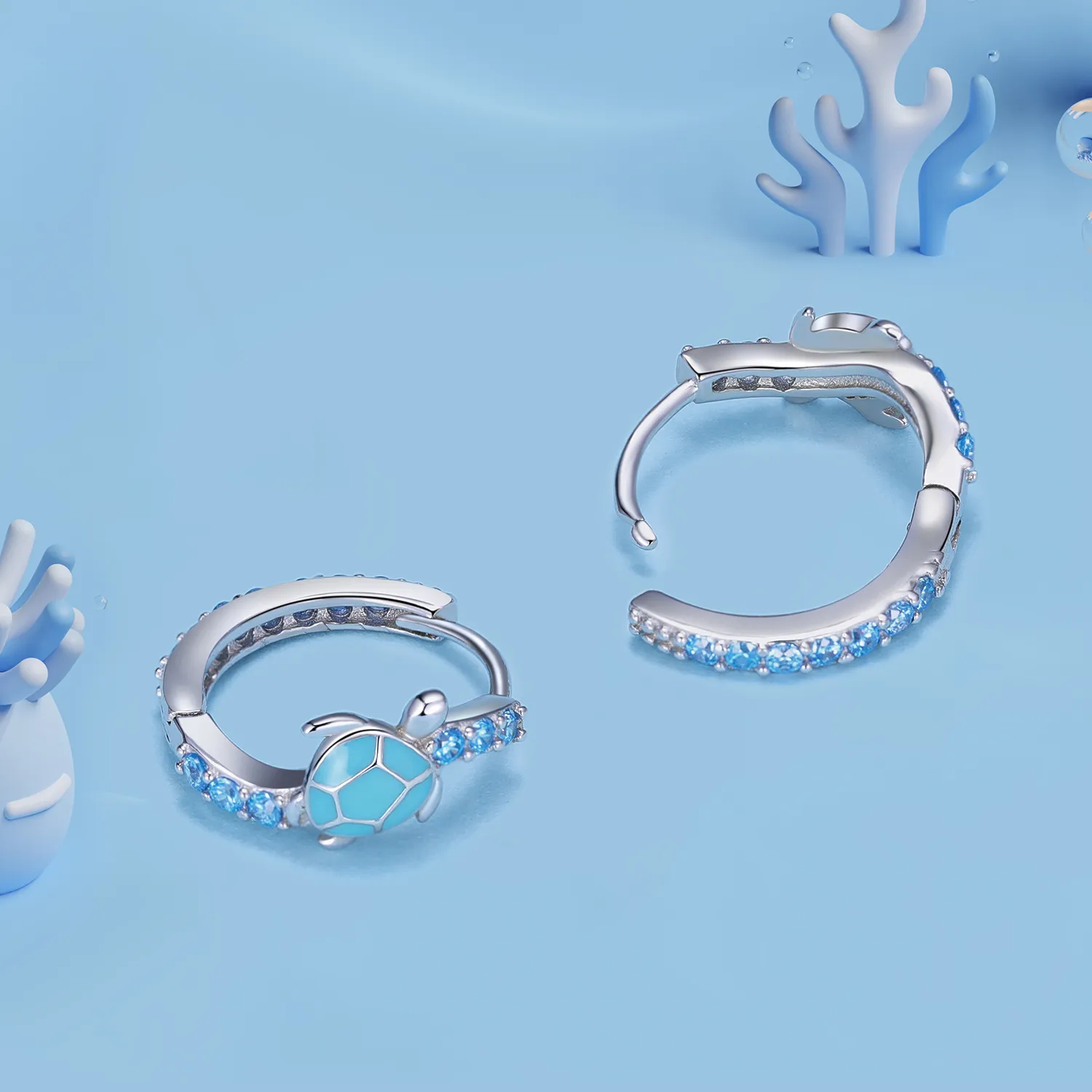 Pandora Style Sea Turtle Hoops øredobber - SCE1596