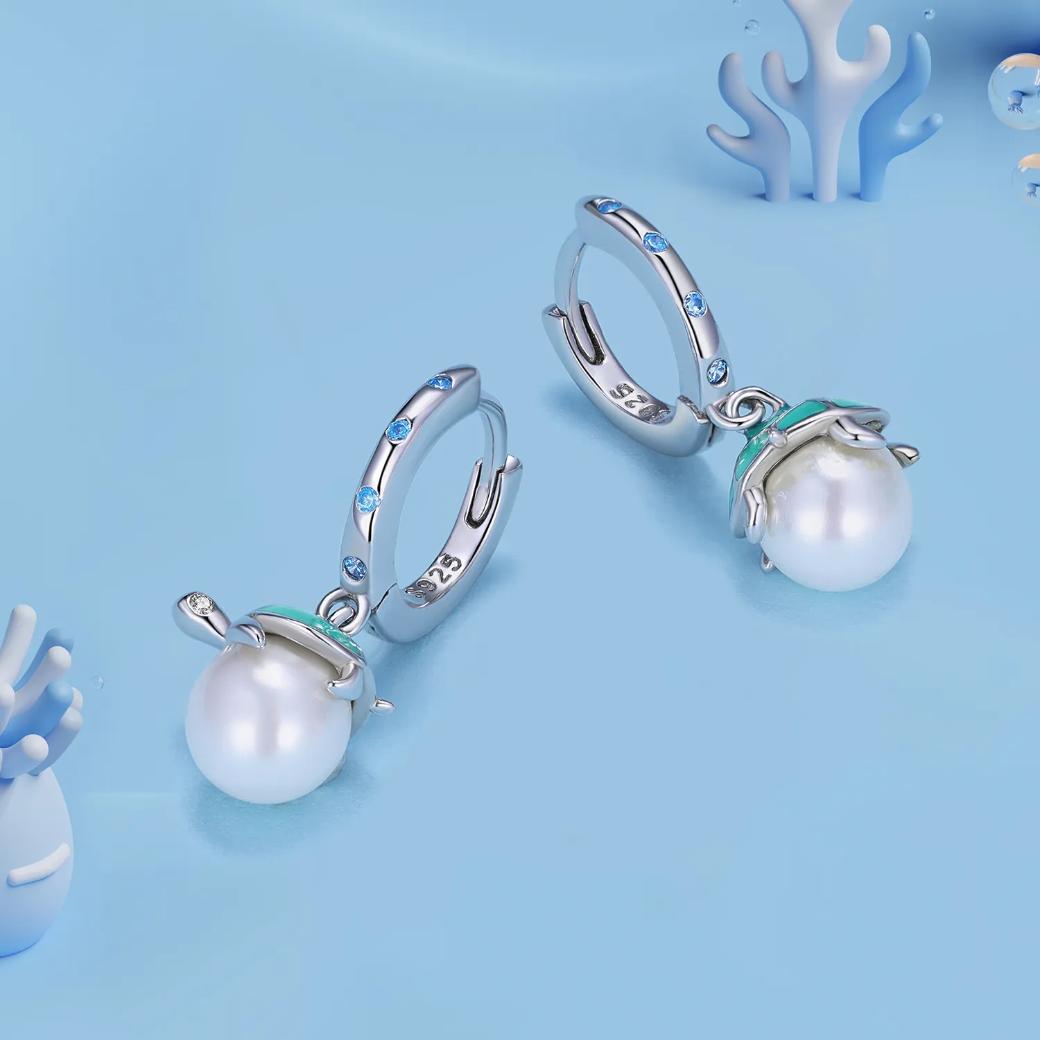 Pandora Style Sea Turtle Hoops øredobber - SCE1597