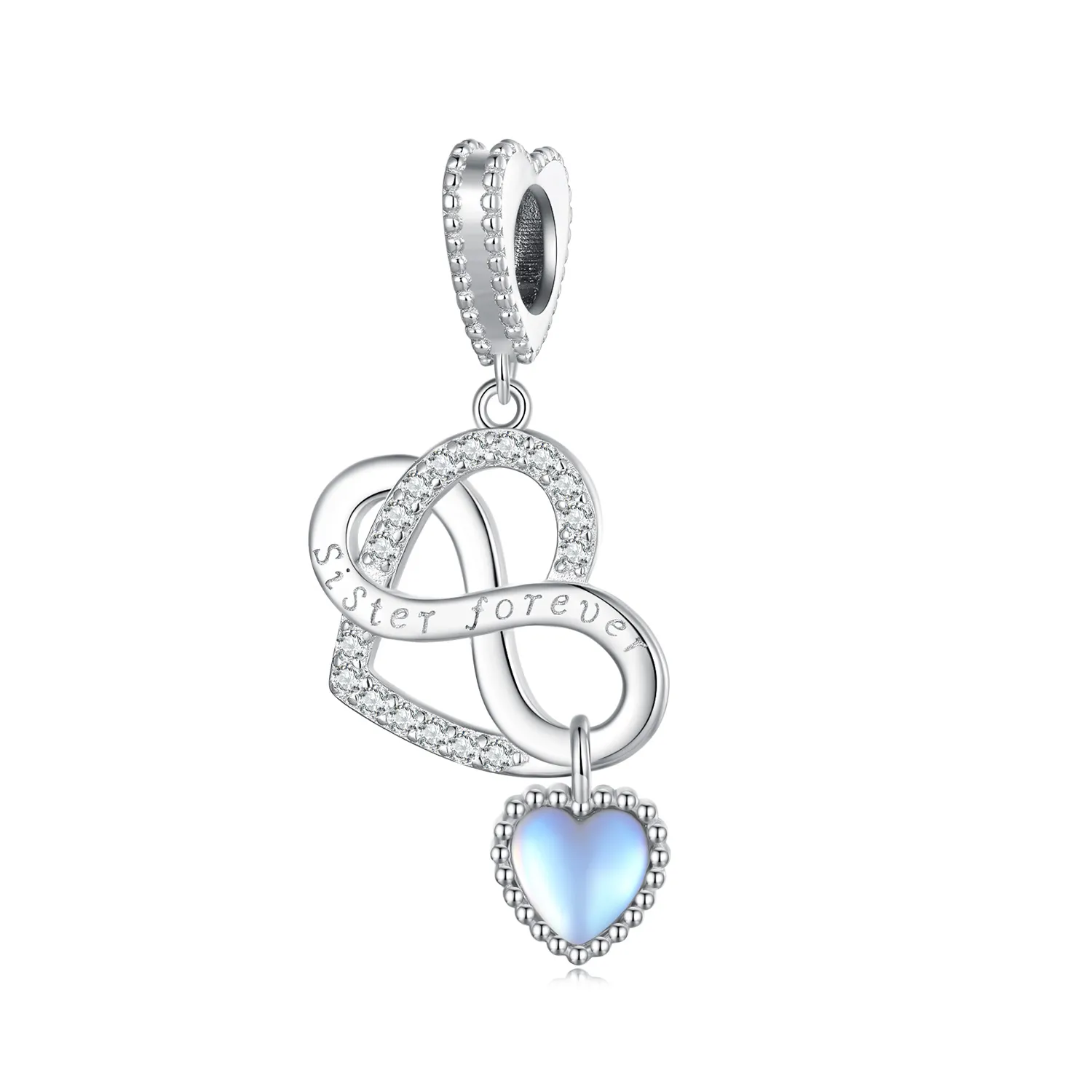 Pandora Style Sister Heart Pendant Charm - BSC860