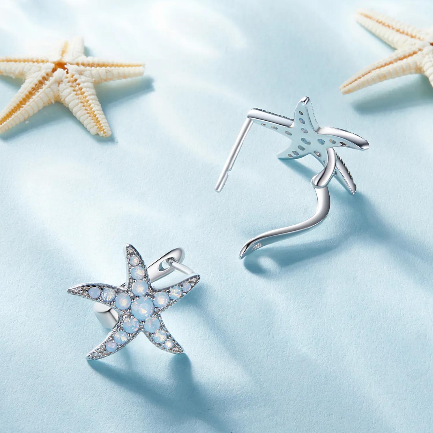 Pandora Style Starfish Hoops øredobber - BSE840