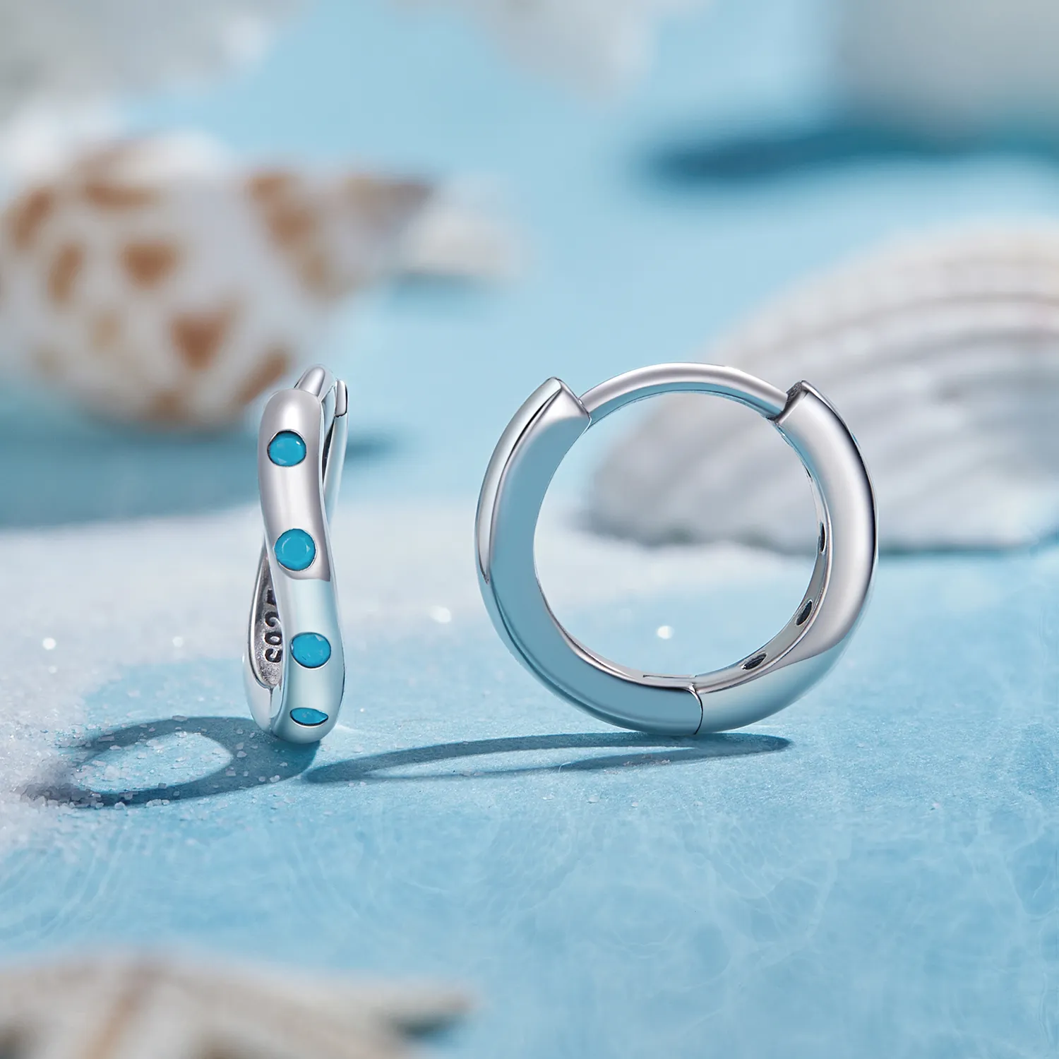 Pandora Style Wave Hoops øredobber - SCE1593