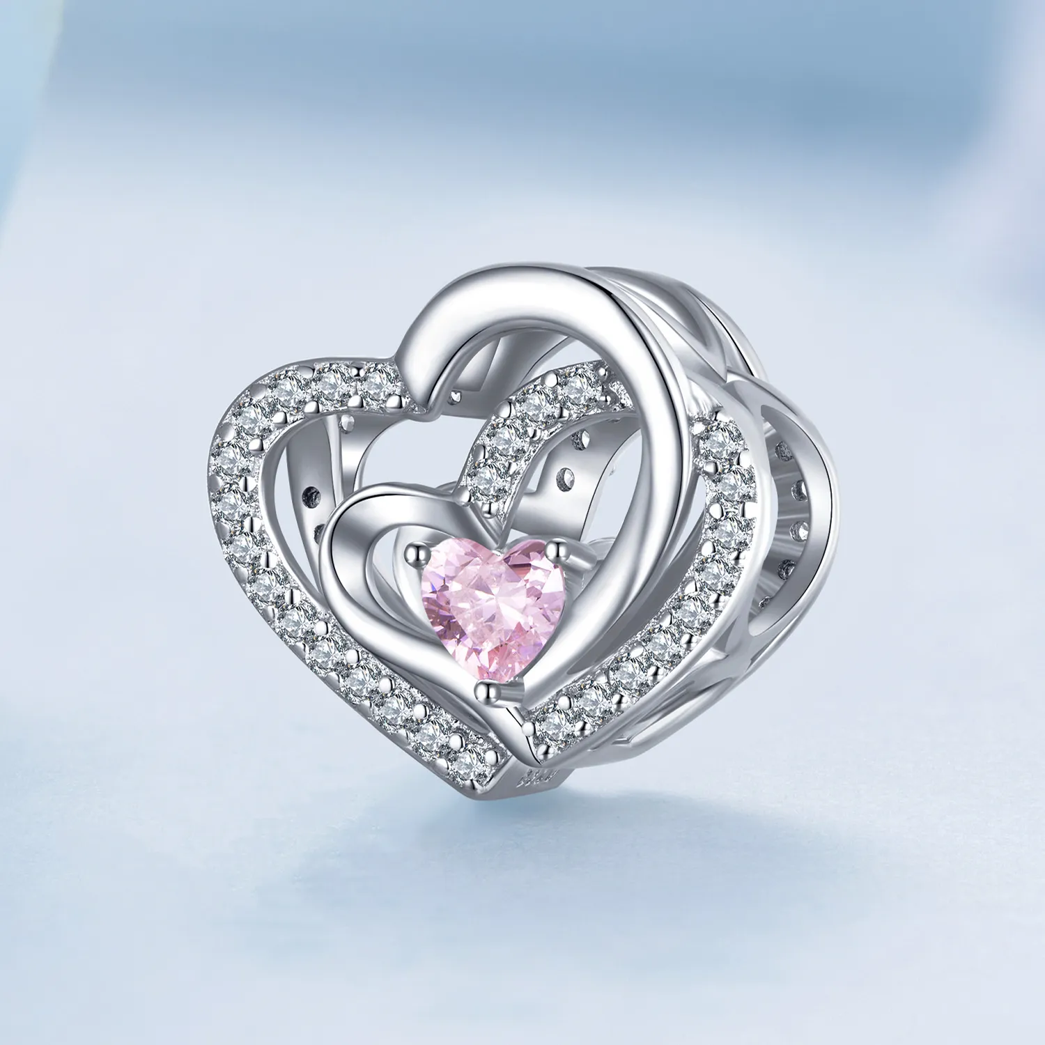 Pandora Style Double Heart Charm - BSC695