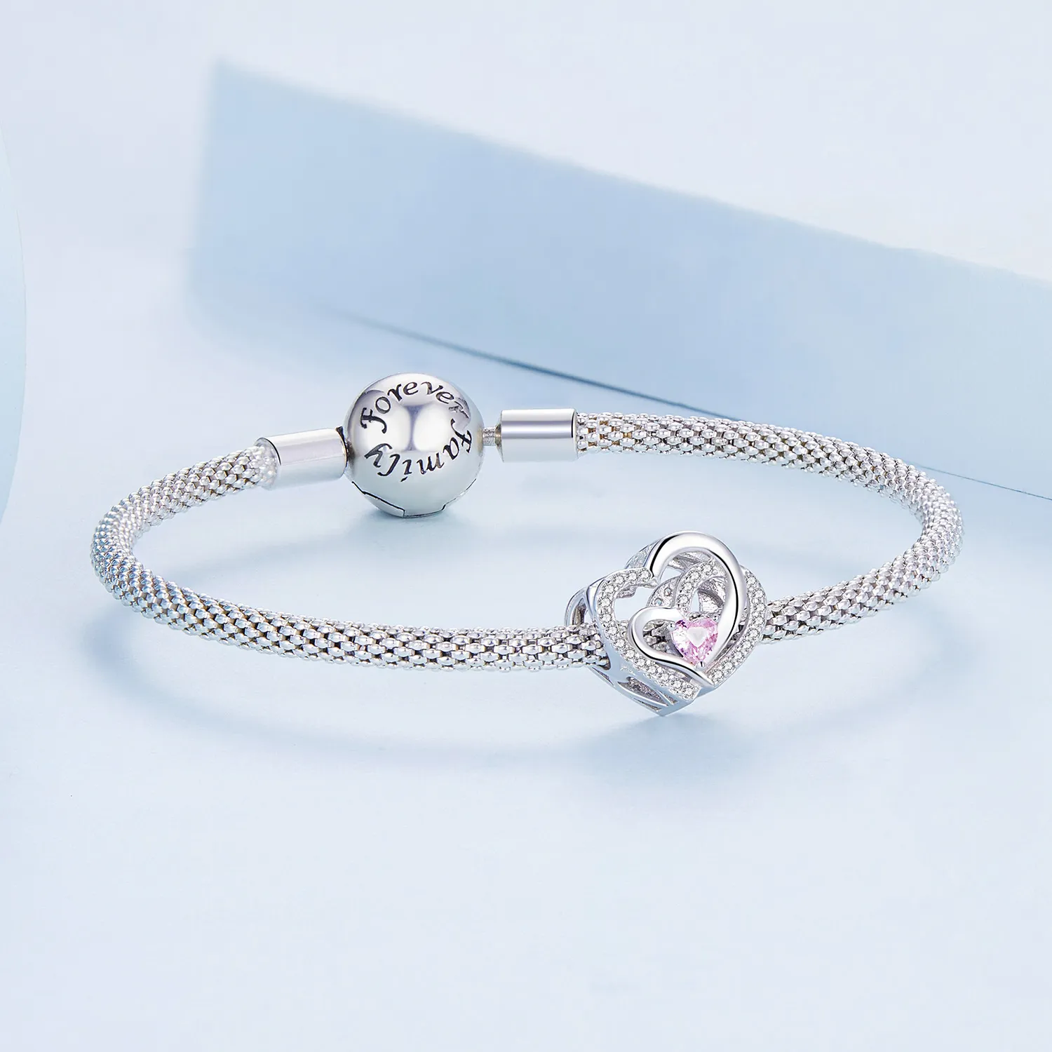 Pandora Style Double Heart Charm - BSC695