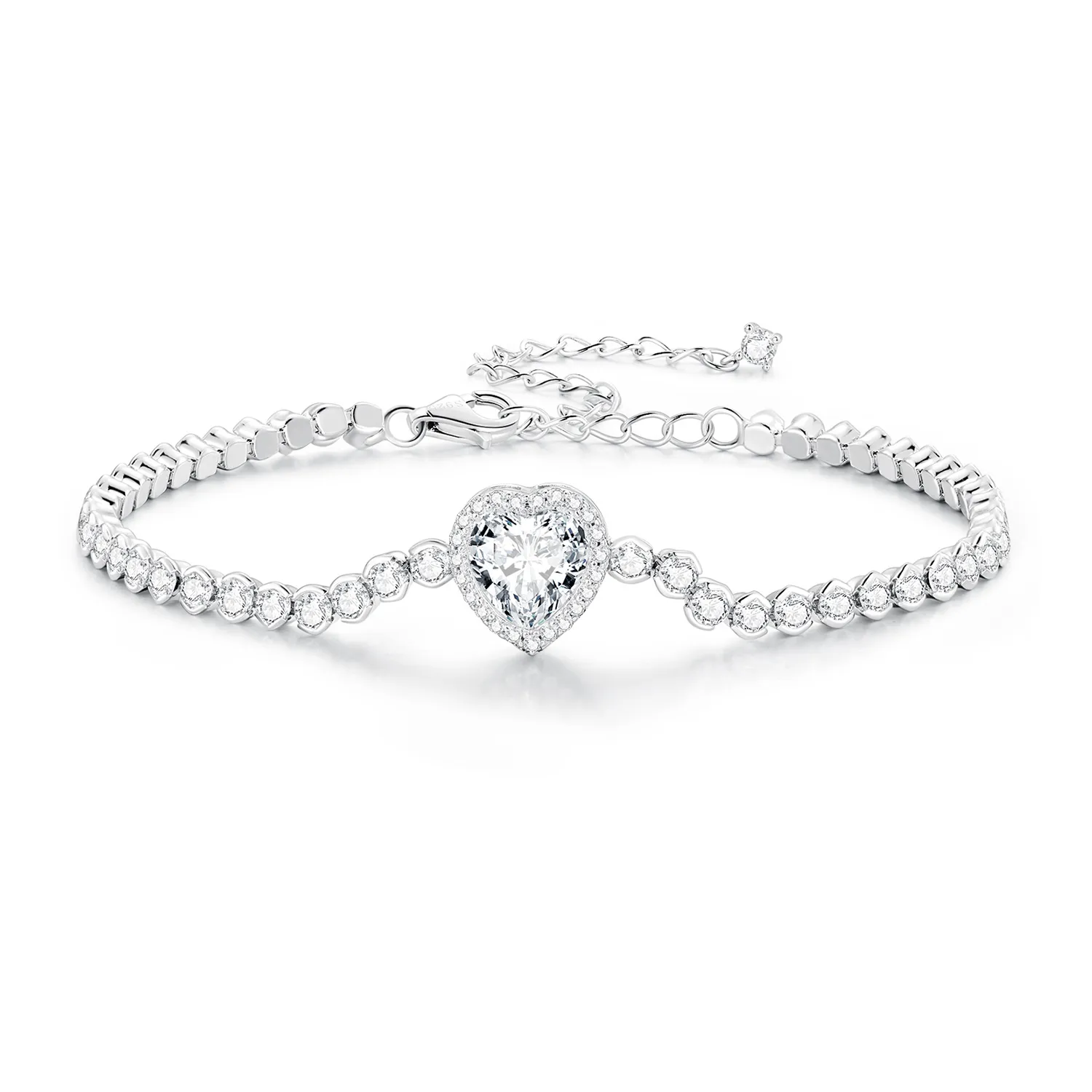 Pandora Style Heart Tennis Armbånd - BSB098